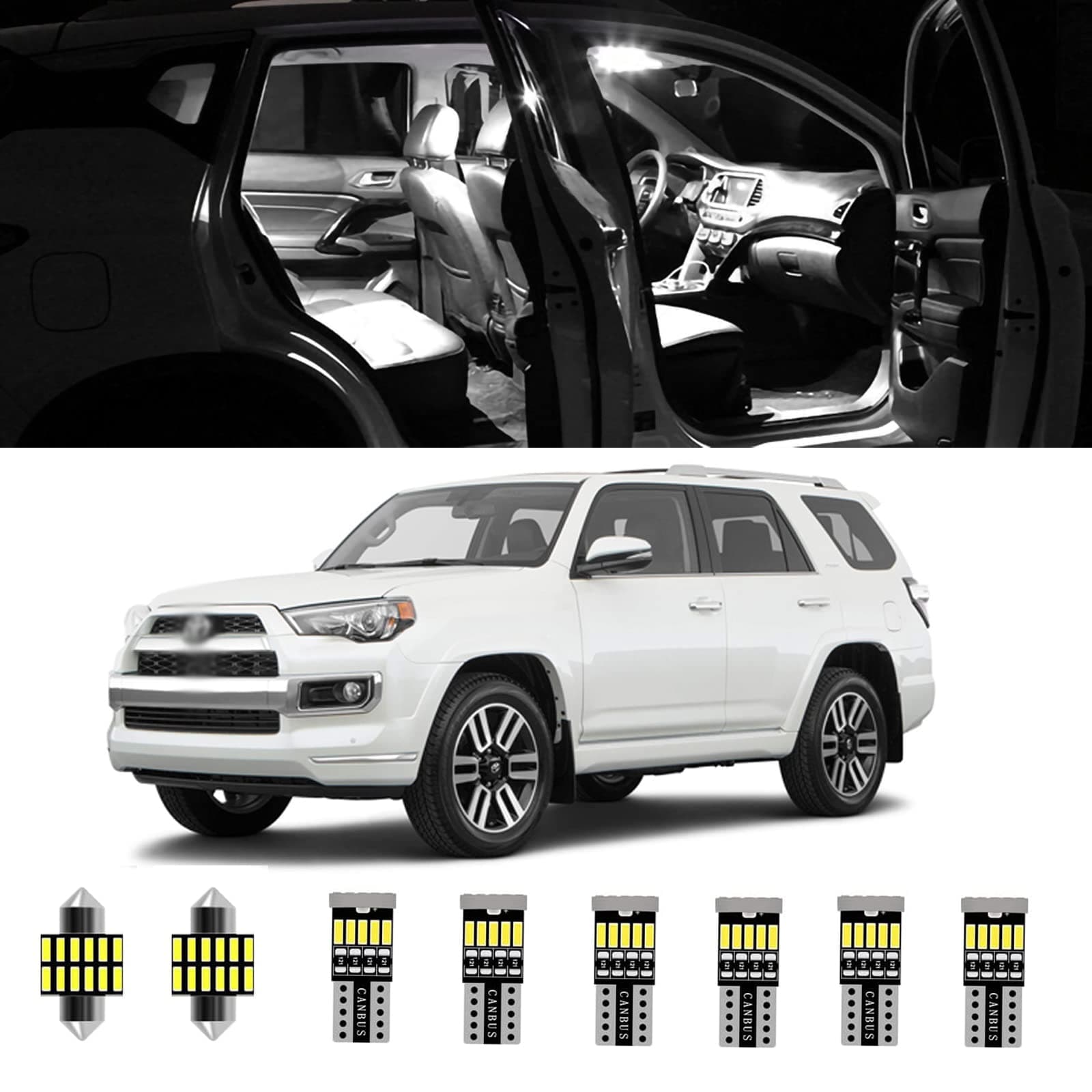 AWALITED 16pcs 4RUNNER Interior LED Lights Kit Super Bright LED Map Dome Light Bulbs for 2010-2019 2020 2021 2022 2023 Toyota 4Runner all models