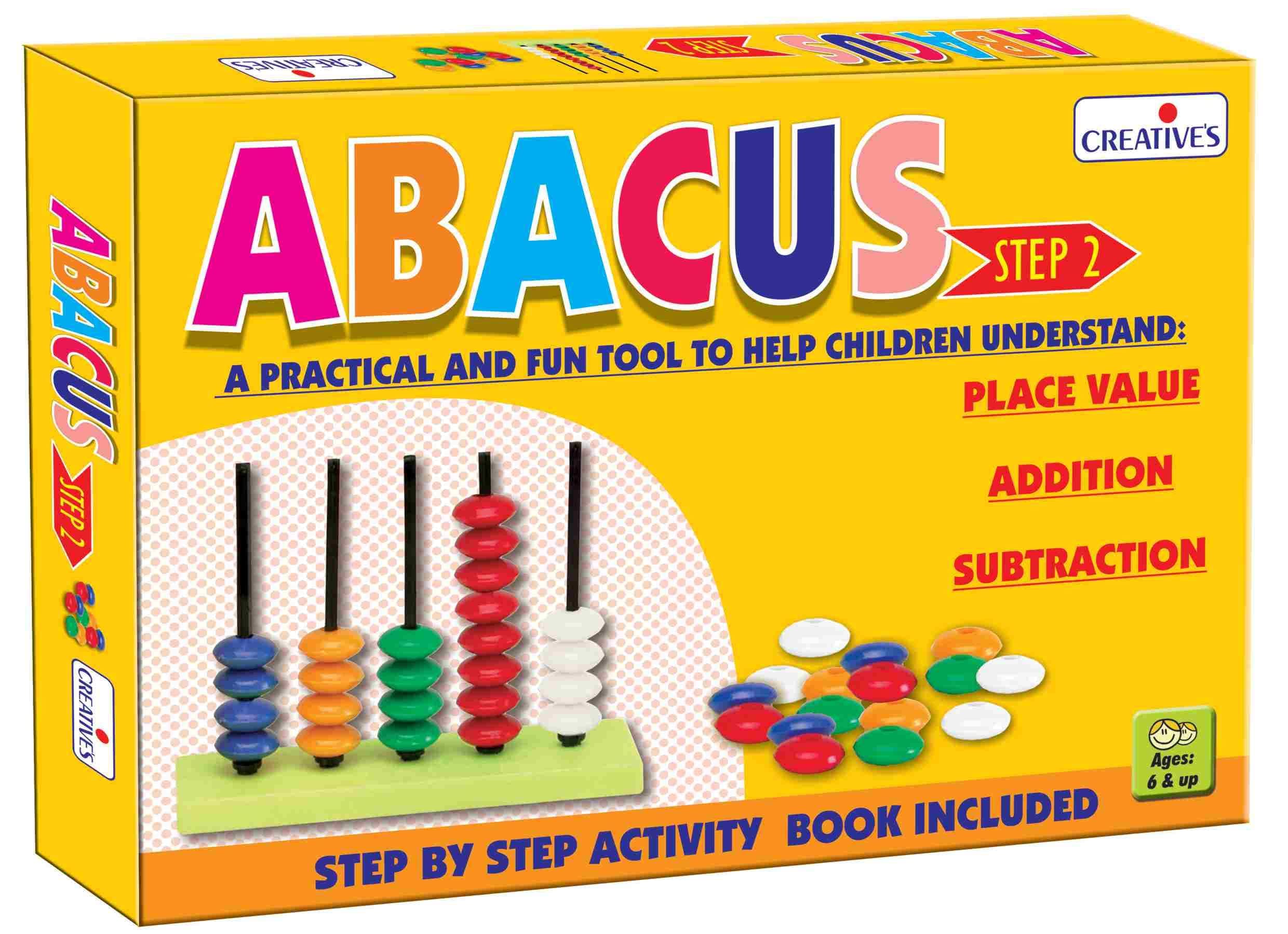 Abacus Step 2, Children Learn Place Value, Addition, Subtraction, Math Skills for kids, Manipulatives, Counting Rack for Kids, Math Toys, 5 Rod Abacus, for Ages 6 & Up