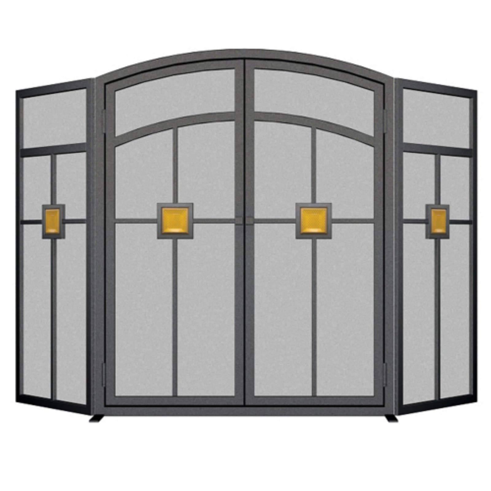 Panacea Products 15137 3-Panel Mission Fireplace Screen,Black