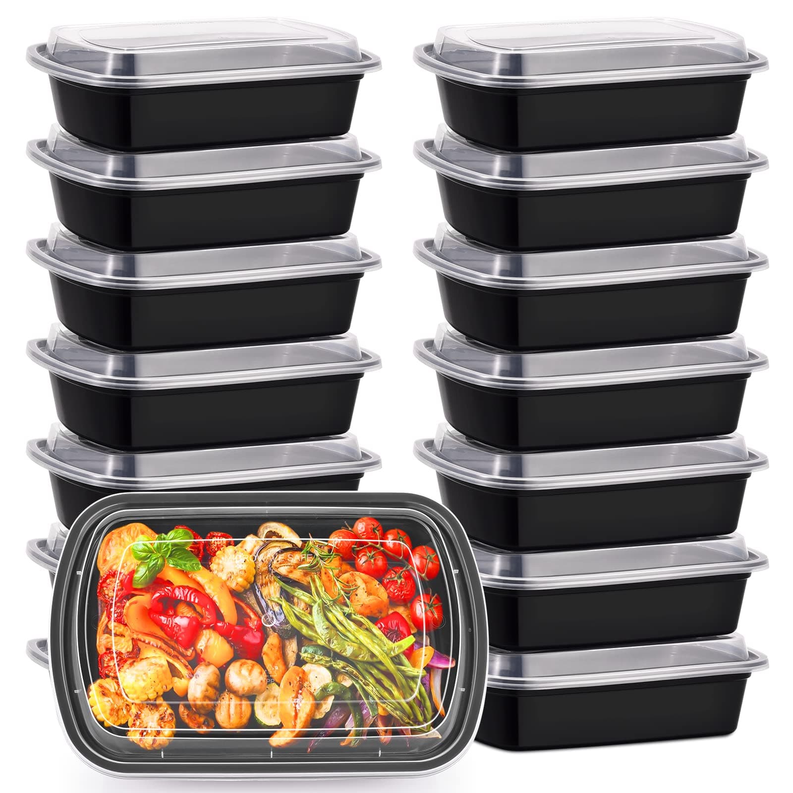 38oz Meal Prep Containers, Extra Large &Thick Food Storage Containers with Lids, Reusable Plastic,Disposable Bento Box,Stackable,Microwave/Freezer/Dishwasher Safe, BPA Free (30Pack)