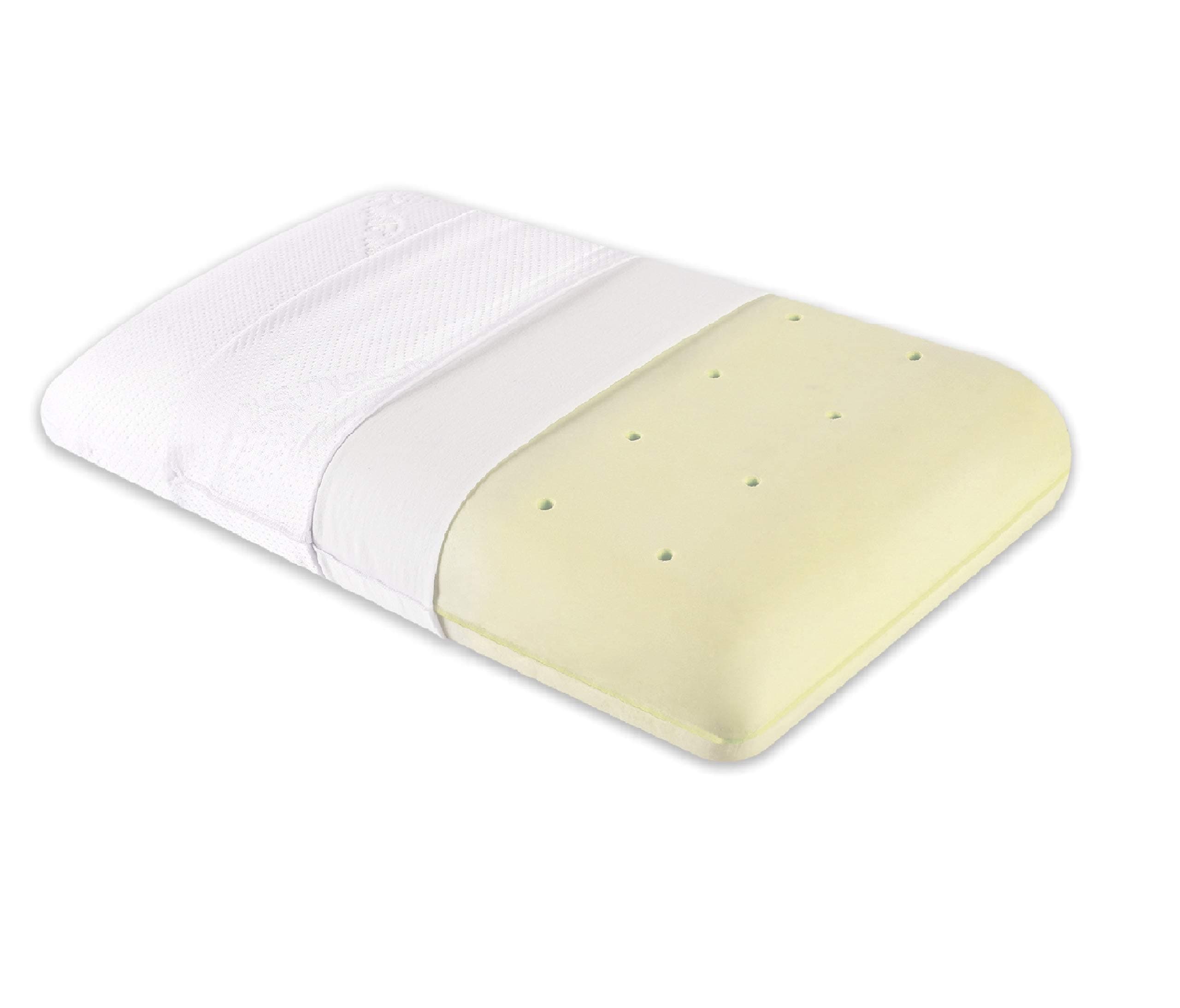 The White Willow Orthopedic Memory Foam Cooling Active Air Queen Size Neck & Back Support Sleeping Bed Pillow (24" L x 14" W x 5" H) -Off White