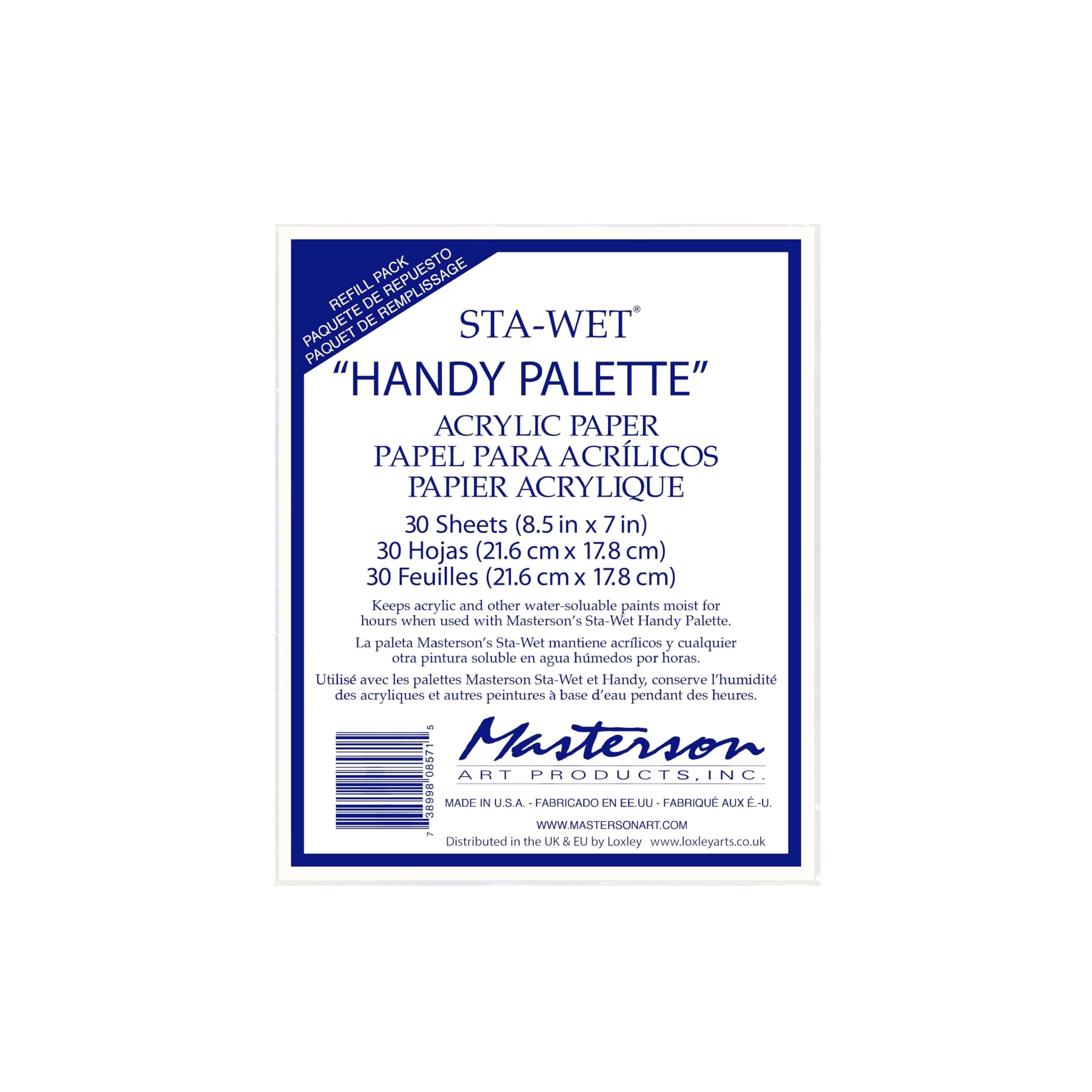 Masterson Sta-Wet Handy Palette Acrylic Paper Refill 30 Sheets