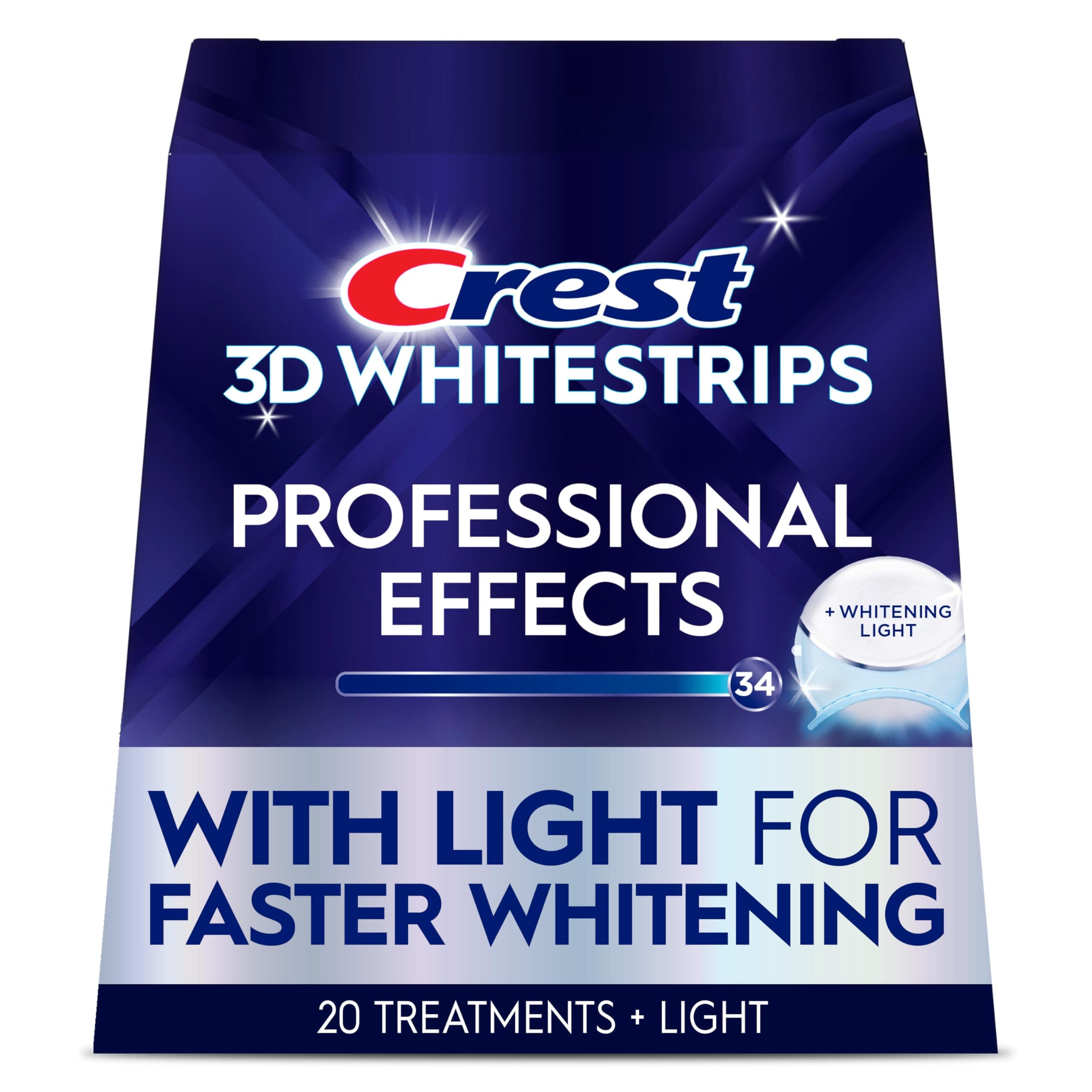 Crest 3D Whitestrips Professional Effects + LED Light – Teeth Whitening Kit, 1 Light + 20 Treatments, Each with 1 Upper/1Lower, 40 Strips – Crest 3DWhite Teeth Whitening Strips