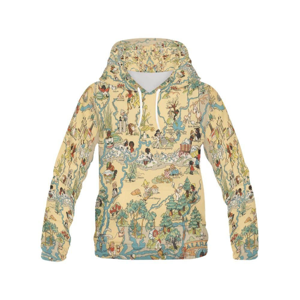 Vintage 1935 Alabama State Map Men's 3D Printed Pullover Hooded Sweatshirt