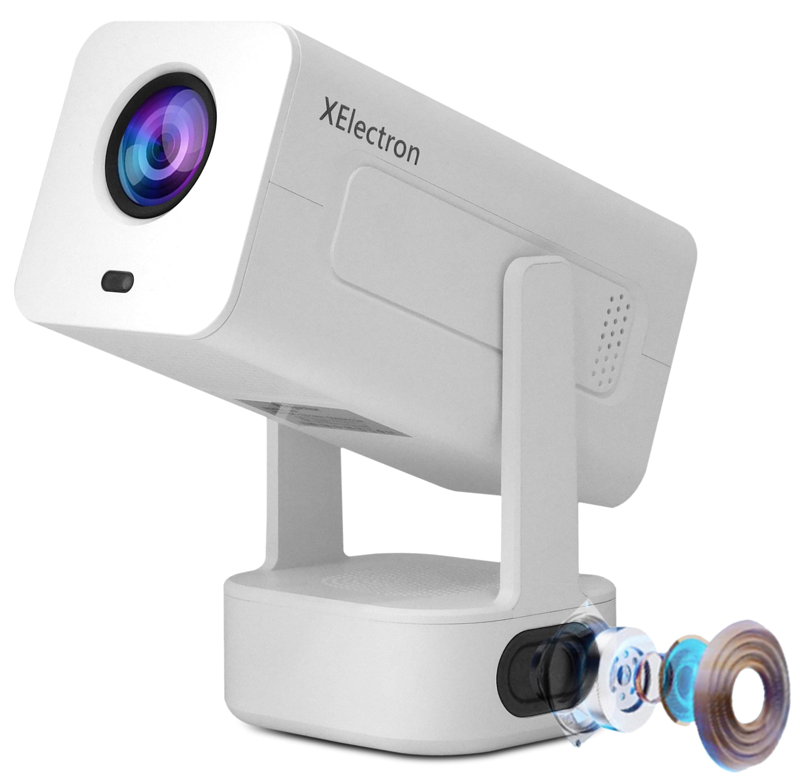 Techno Android 13 Smart Projector, 1080P & 4K Support, Bass Speaker, Rotatable Design, Remote Focus, Auto Keystone with Netflix, Prime, YouTube, etc, WiFi & BT, Screen Mirroring, 720P Native