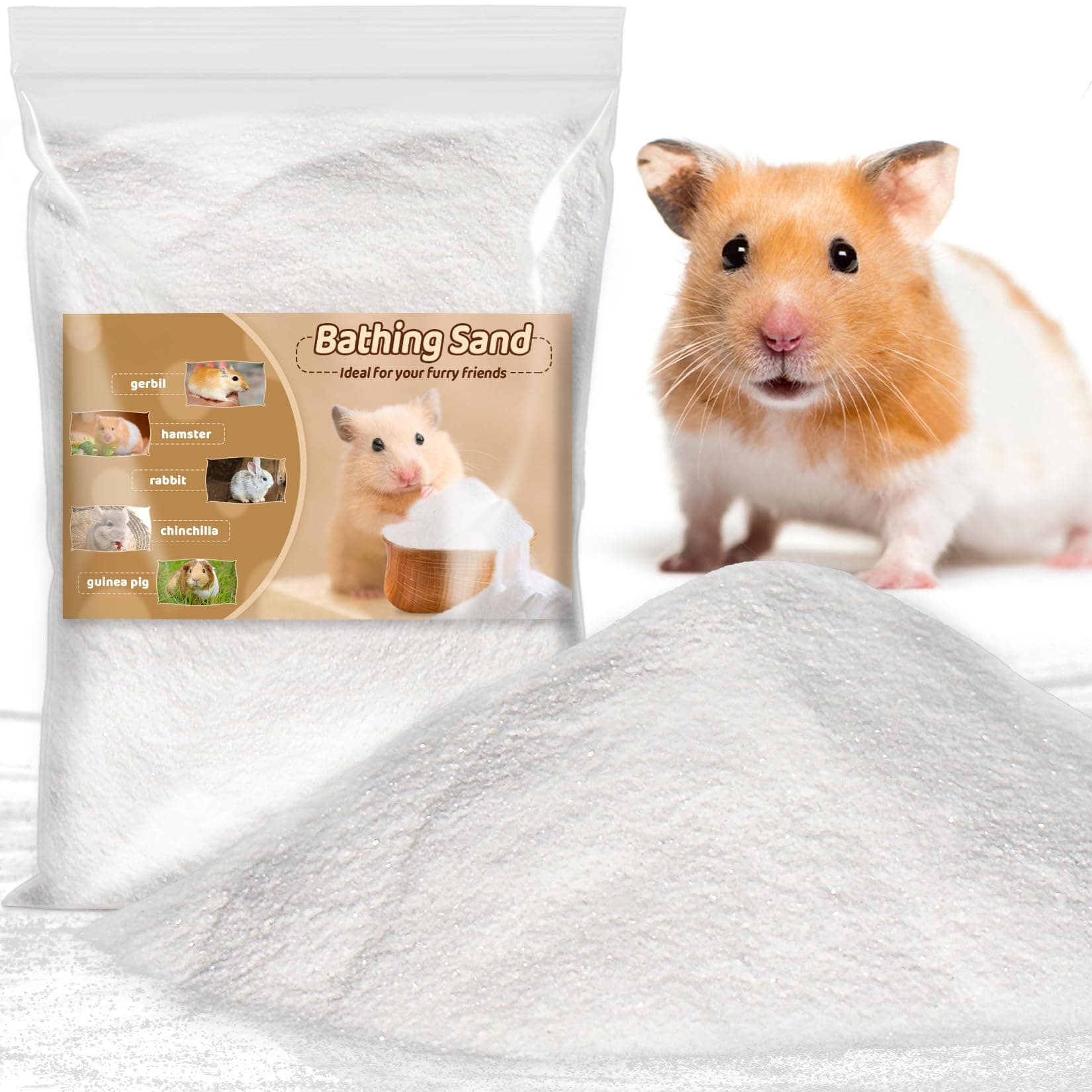Sukh 14 OZ Hamster Sand Bath - Whit Fine Sand Hamster Bedding Reptile Silica Sand Gerbil Hideout for Hamster Chinchillas Gerbil Syrian Mice Small Animals Small Pets