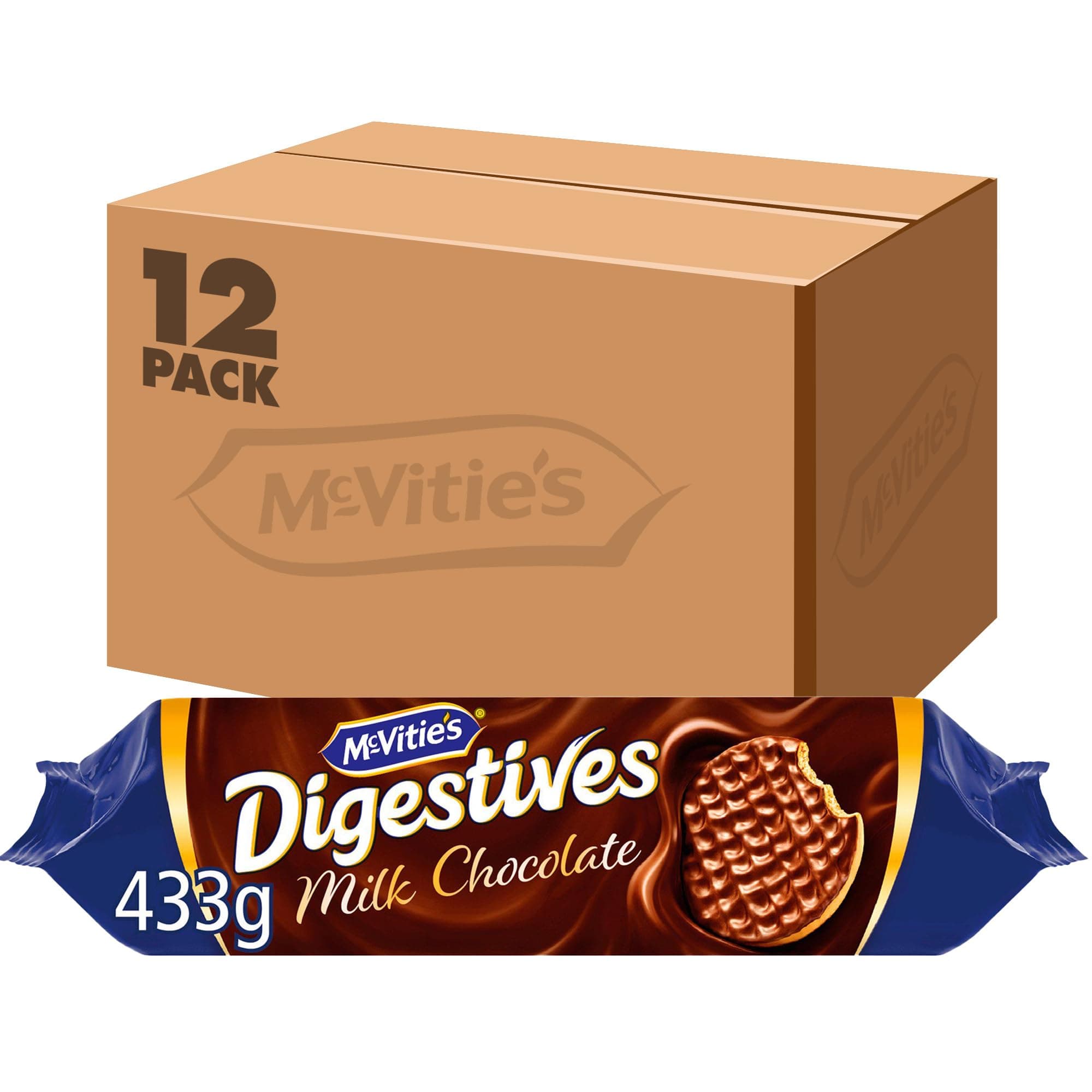 Milk Chocolate Digestive Biscuits, 433 g (Pack of 12)