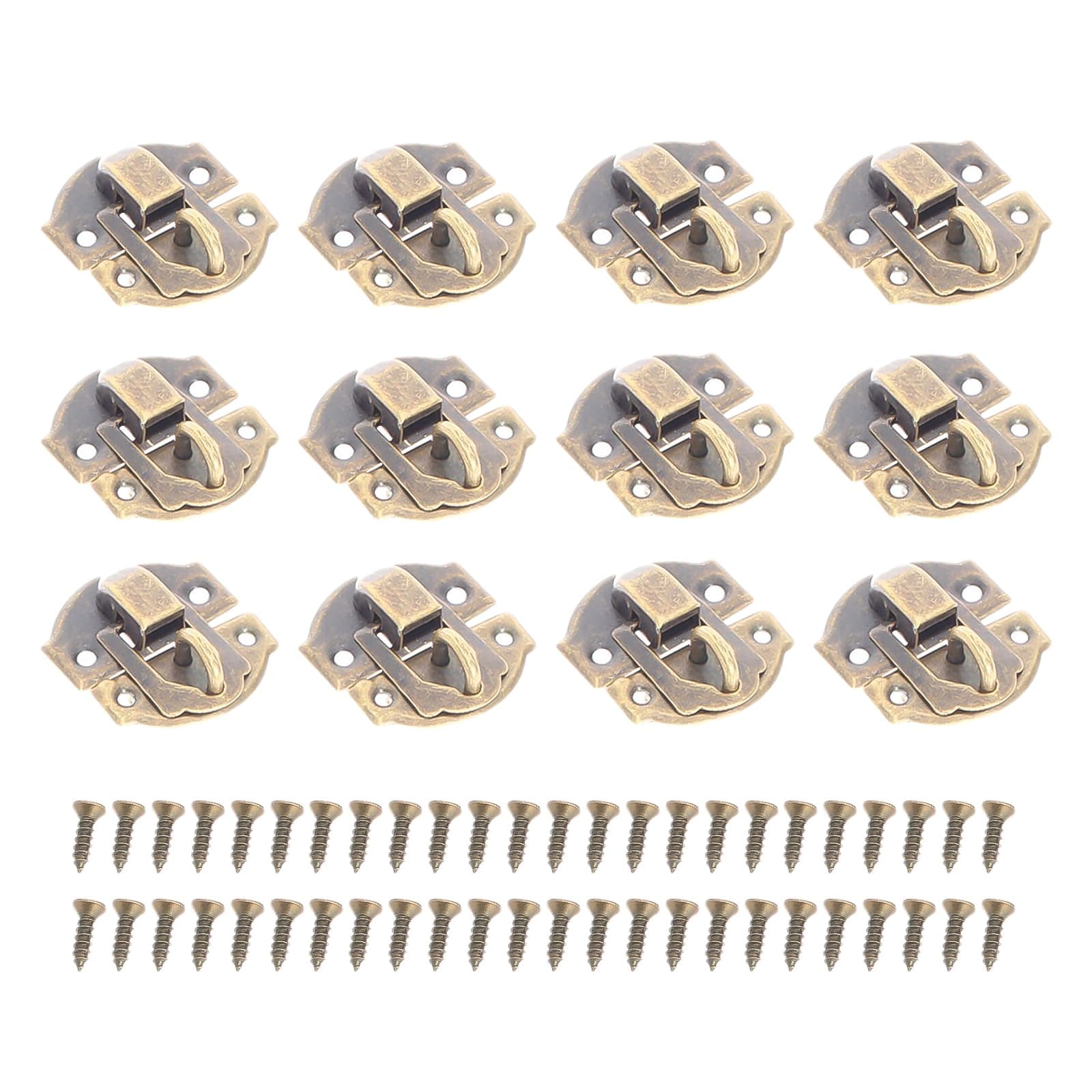 Dophee 12PCS Antique Toggle Catch Latch Clasp, Retro Box Latch Brass Decorative Hasp Latch Lock with Screws for DIY Jewelry Tool Boxes Suitcase Cabinets Handicraft Boxes