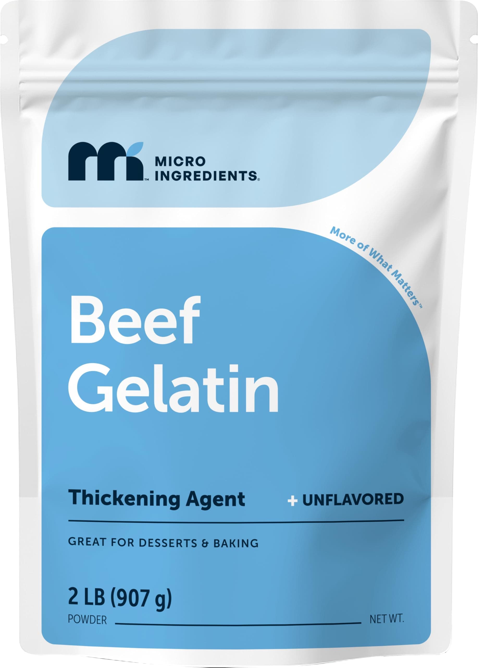 Beef Gelatin Powder, 2lb (32oz) | Premium Source from Grass-Fed & Pasture Raised Beef | Unflavored Thickening Agent for Cooking & Baking | Rich in Natural Protein & Collagen | Non-GMO, Gluten Free