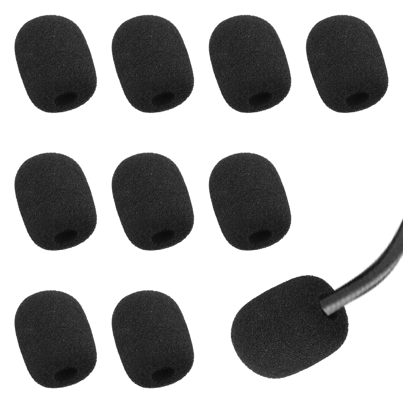 10 Packs Headset Microphone Foam Cover, Foam Microphone Windscreen Microphone Protector Mini Windscreens Sponge Foam Covers Shield Protection New Job Gifts(Black)