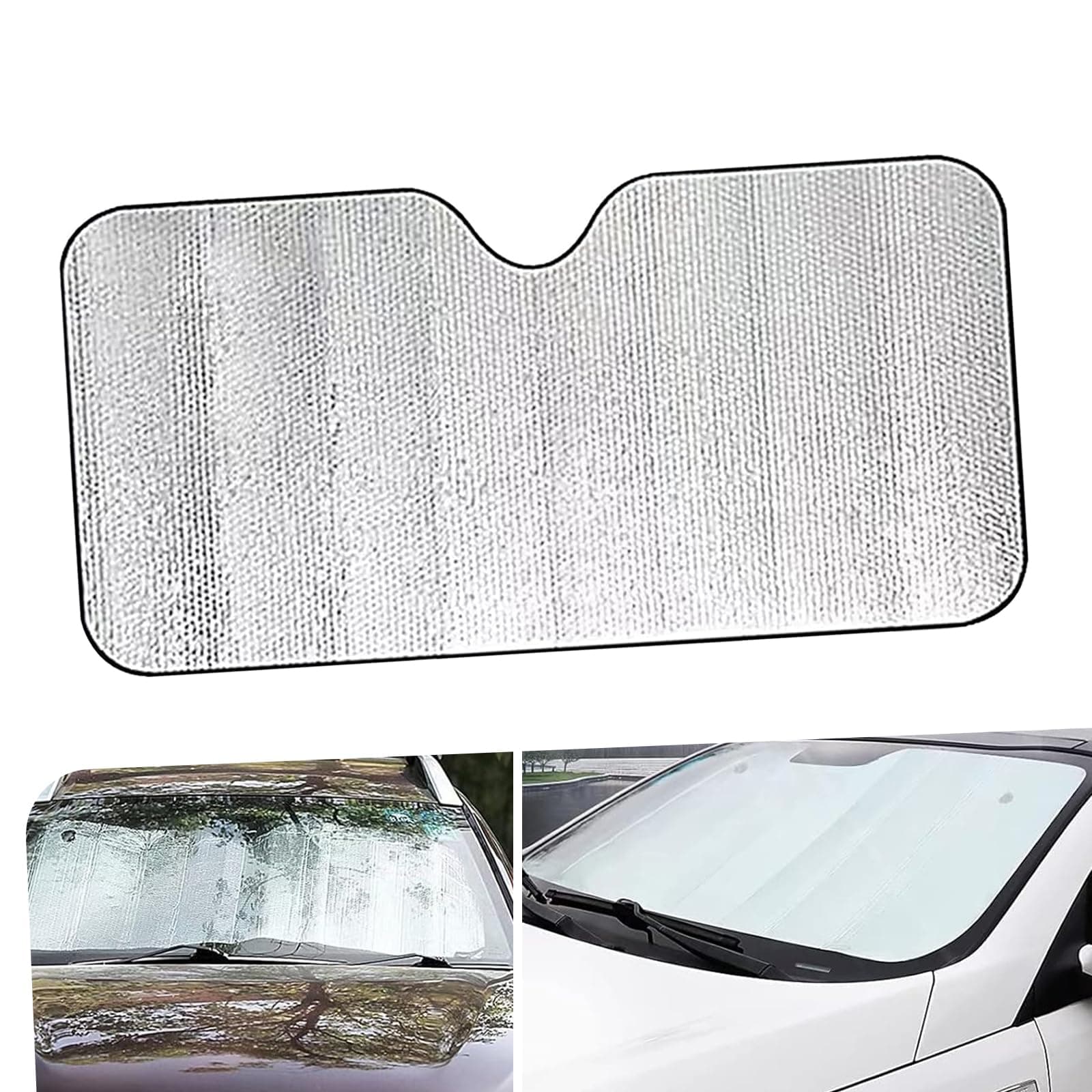 1 PC Car 55.1" x 27.5" Windshield Sunshade, Bubble Structure Heat and UV Isolation Shield, Anti-aging Protective Film for Internal Accessories, Unviersal for Cars Foldable Sun Cover (Silver)