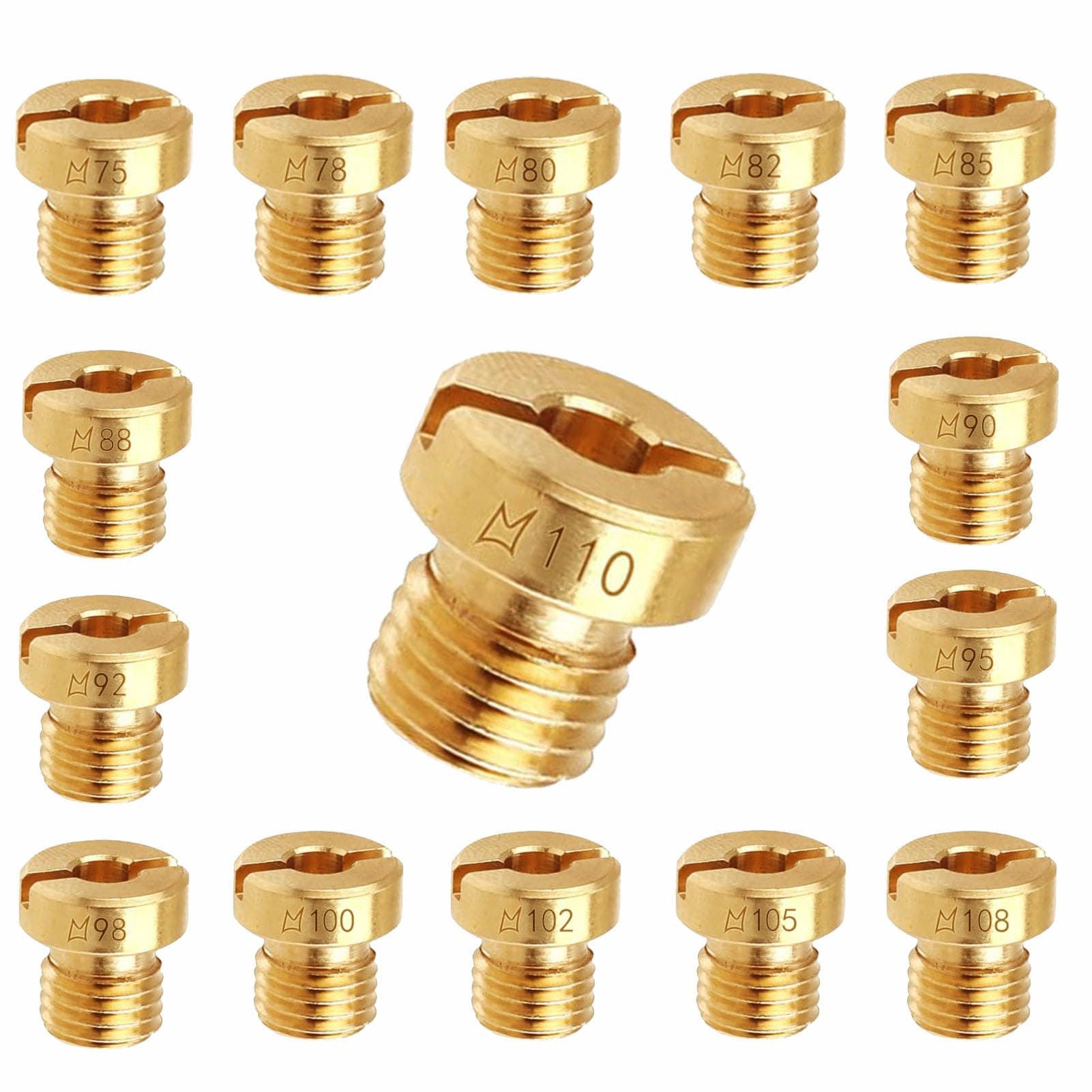 Dellorto Main Jet Replacement, 15 Pcs Carburetor Main Jets, M6 Main jets kit(75‑110) for DellOrto Carburetor PHBG PHBH PHBL FRD PHF VHB VHSH Injector Nozzle, Make you feel from motor vehicles