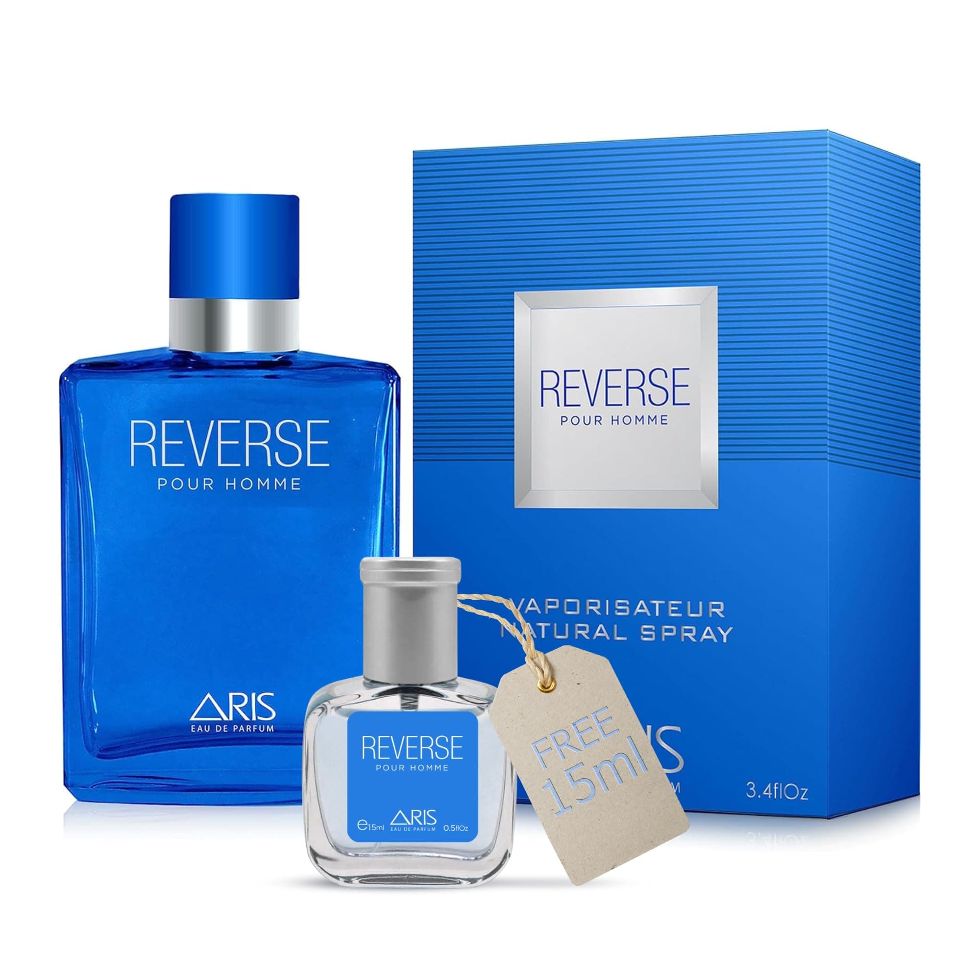 Reverse by ARIS Eau de Parfum for Men – Long-Lasting Bold Masculine Fragrance – 100ml Cologne Spray for Ambitious Men – Comes with Extra 15ml Sample (Random Scent Included)