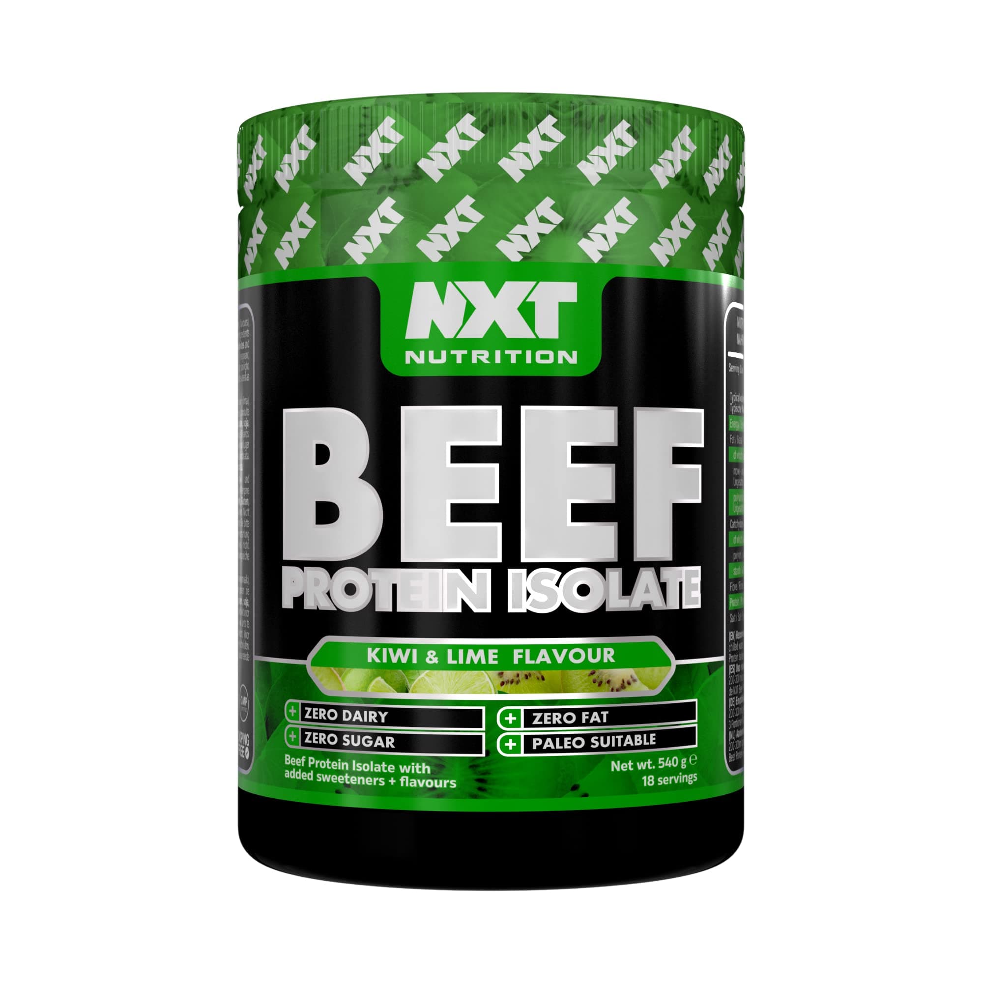 NXT Beef Protein Isolate 540g - High Protein Powder in Natural Amino Acids - Paleo, Keto Friendly - Dairy and Gluten Free | 540g (Kiwi & Lime)
