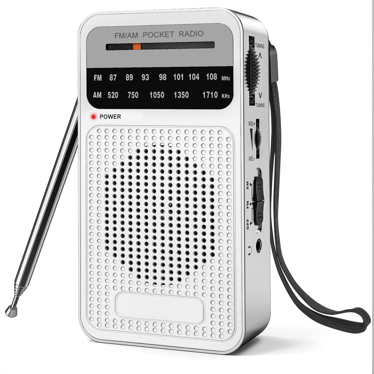 Portable Radio AM FM with Long Range Reception, Goodes Transistor Radio with Loud Speaker, Headphone Jack, 2AA Battery Operated for Indoor, Outdoor and Emergency Use - Silver