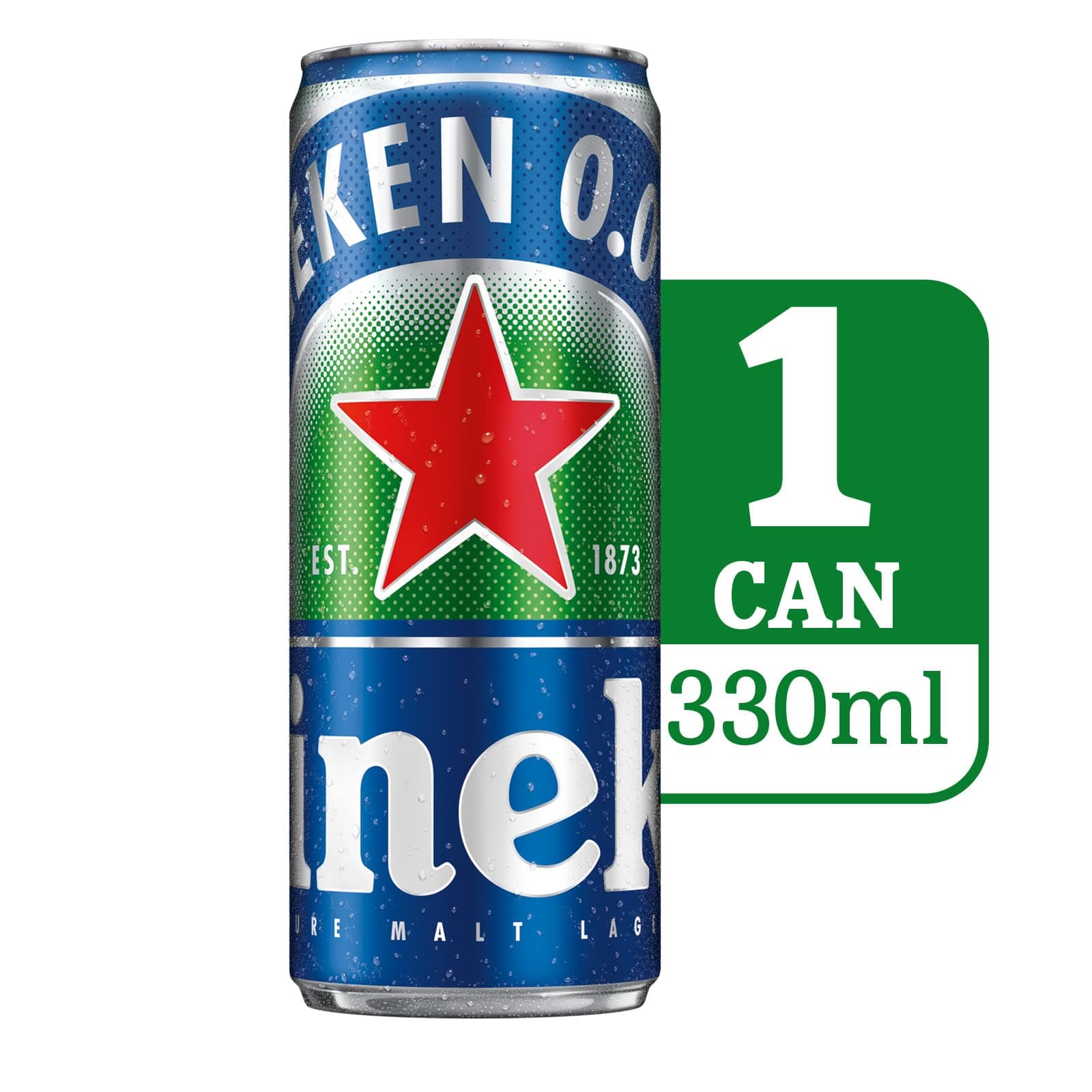 Heineken 0.0 Zero Alcohol Beer Slim Can, 330ml