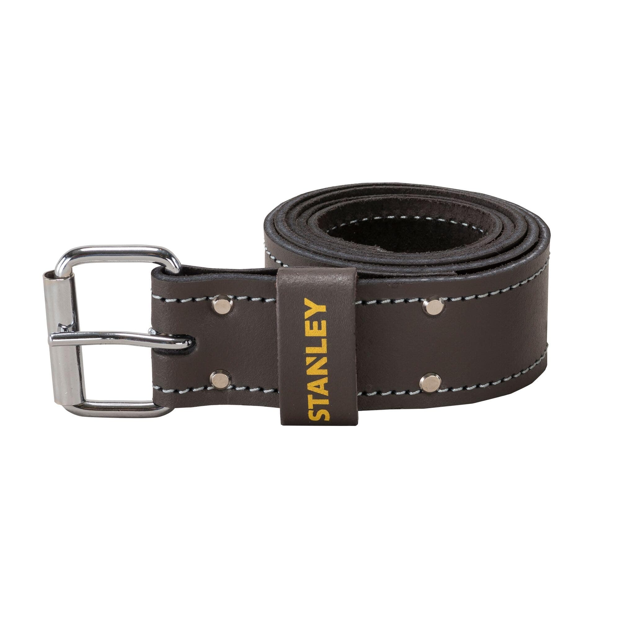 Stanley, Dark Brown Leather Tool Belt for Tool Holsters and Pouches, with Adjustable Roller Buckle, STST1-80119