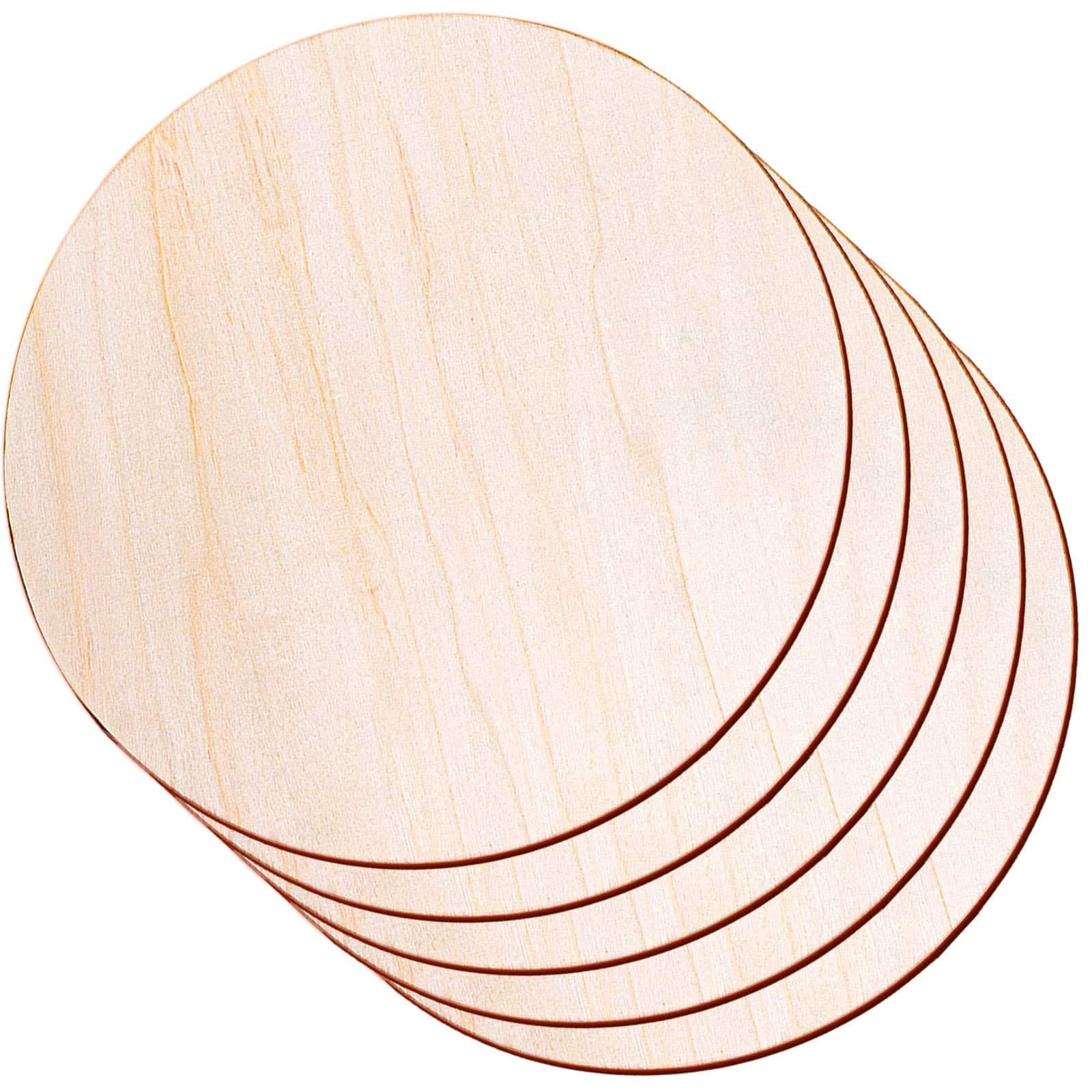 Audab Round Wood Discs for Crafts, Audab 5 Pack 35.5 cm Wood Circles Unfinished Wood Rounds Wood Plaque for Crafts, Door Hanger, Door Design, Wood Burning