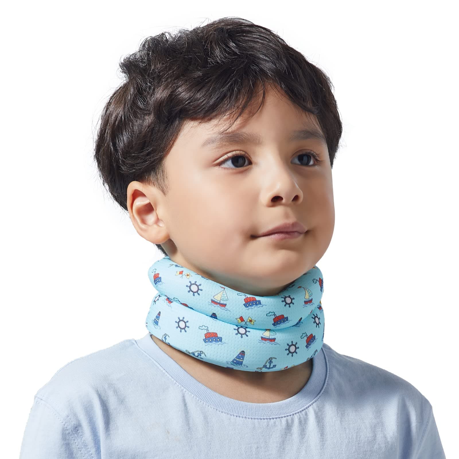 Kids Soft Neck Posture Corrector Brace, Prevent Humpback, Cervical Collar Support for Pain and Spine Alignment Straightener (Blue, 10.5-11.5inch)