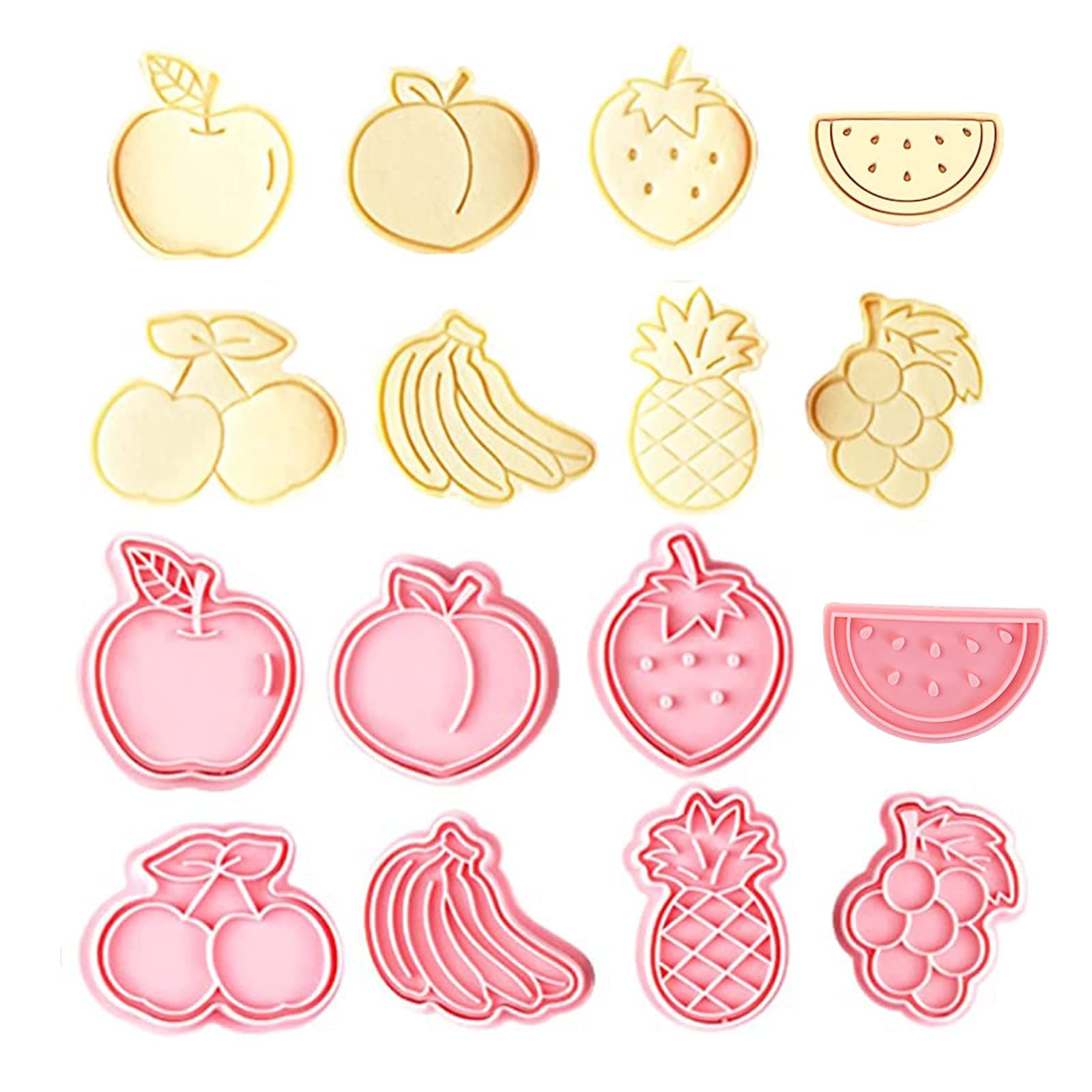 Fruit Cookie Cutters, 8pcs Plastic Cookie Shapes Cutters Set, Pastry Cutters for Baking, 3D Cookie Cutters Shapes, Biscuit Cutters for Baking, Fun Cookie Mold for Kids DIY Chocolate Cake Fondant