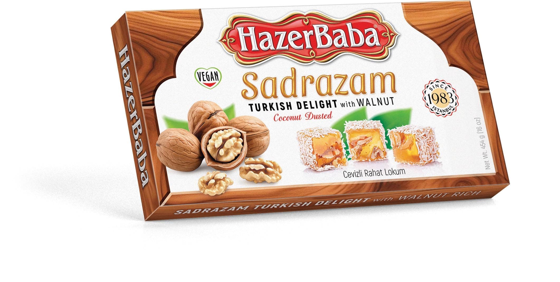 Hazer Baba Turkish Delight Walnut Sadrazam Sweets - 454g