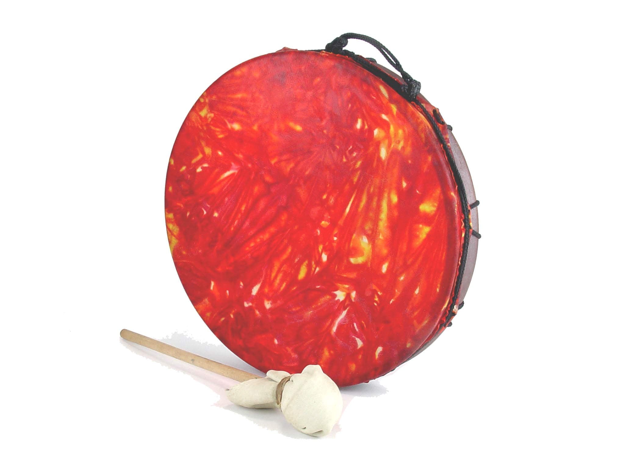 Stoneware Frame Hoop Shaman Drum, Roped Bodhran with Tie Dyed Goat Skin Head