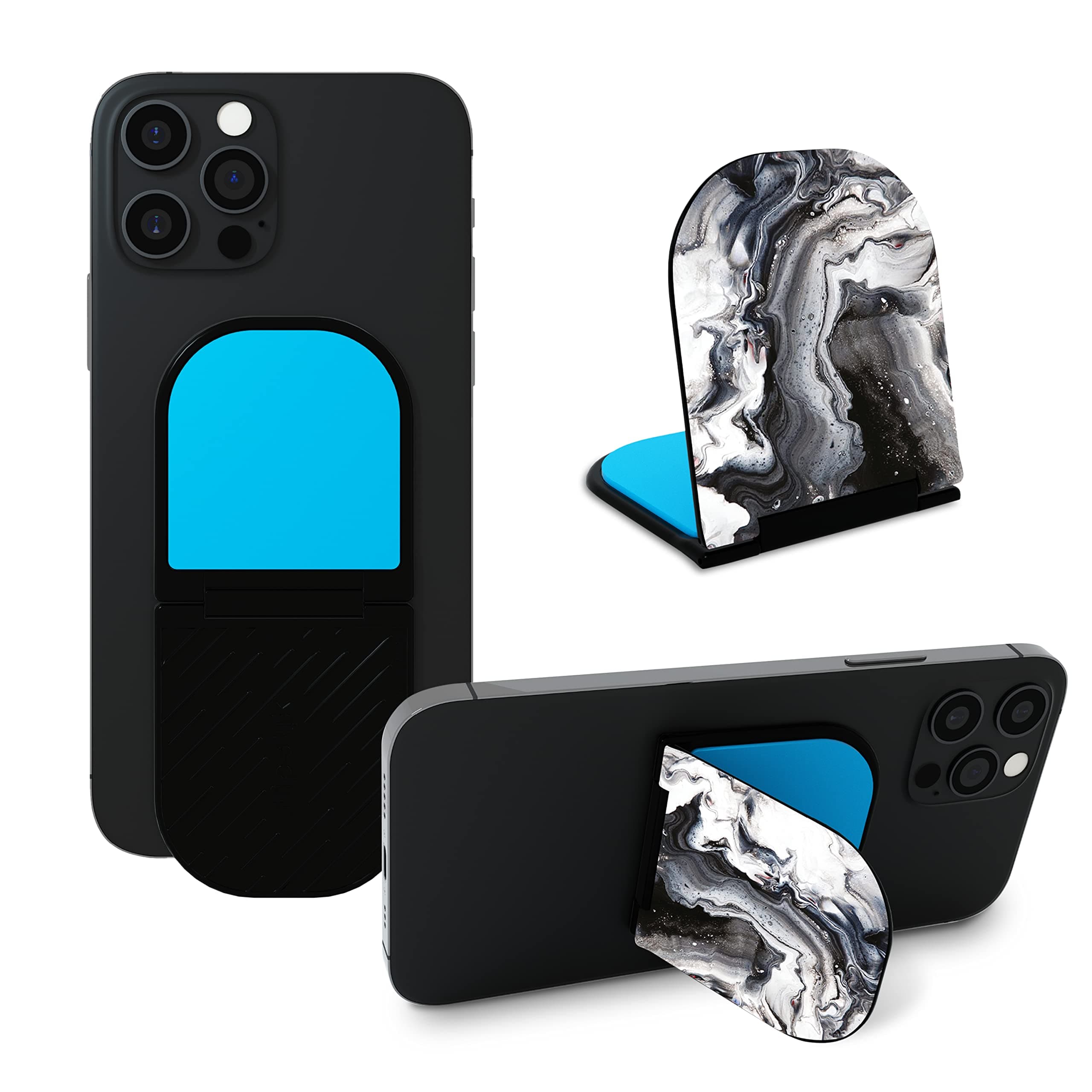 Flipstik 3.0 Foldable Adhesive Mount Sticks to Any Flat Surface Hands Free Selfies, Videos, Car Mount, Phone Stand, Travel Accessory Sticky Mount (Ink'd Marble)