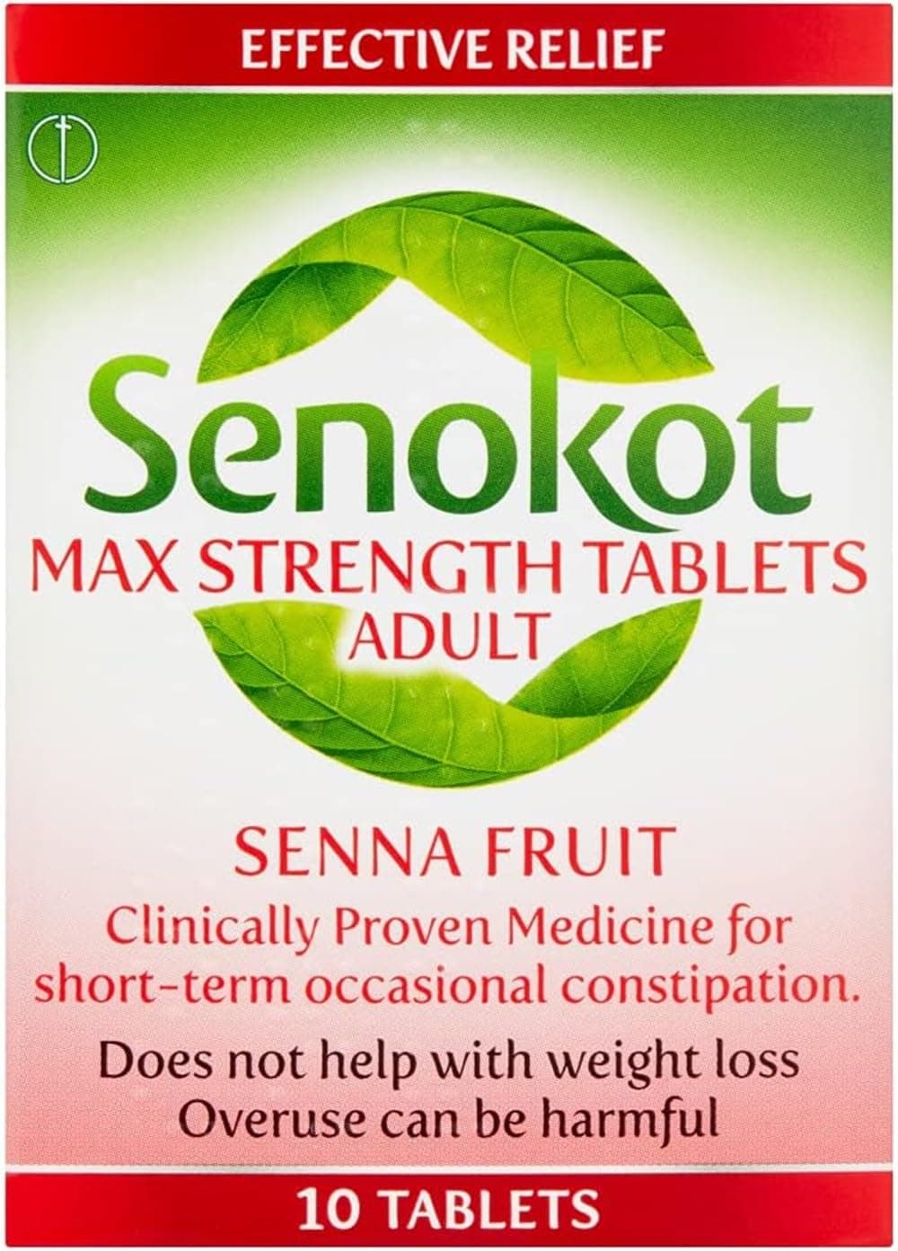Senokot Strength Max Tablets Adults, Senna Fruit, 10 Count, Constipation Relief for Adults, Dual Action Laxative, Double Action Constipation Relief, Effective Overnight