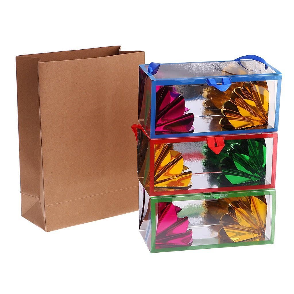 Portable Paper Bag Flower Boxes Appearing Illusion Magic Trick Conjuring for Party Shoole Street Magic Show