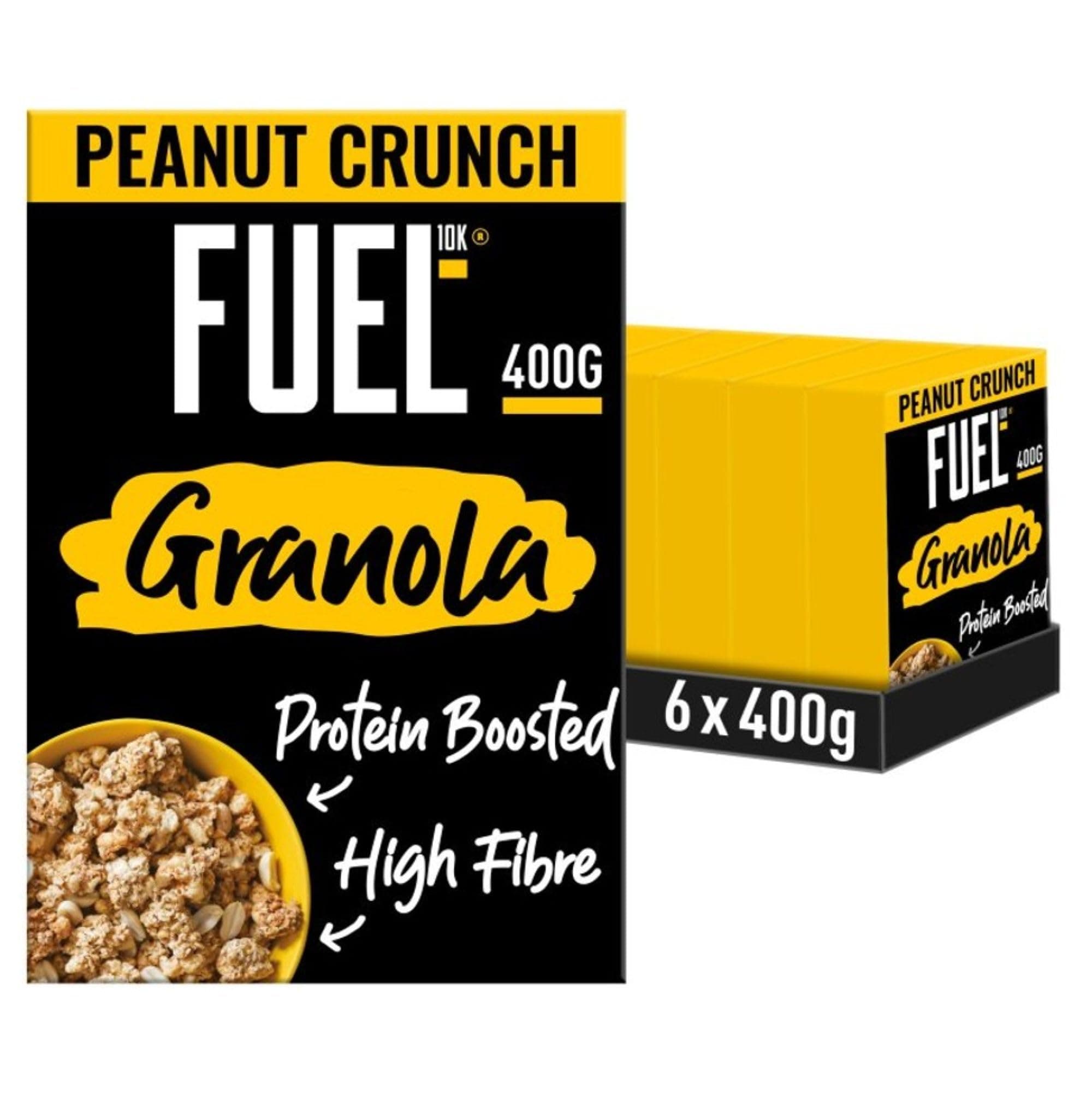 – Protein Boosted, Chunky Granola, Peanut Loaded, 6 x 400 Gram Box - High Fibre, Vitamin Boosted Vegan Cereal with Roasted Peanuts & Whole Grain Oat Flakes