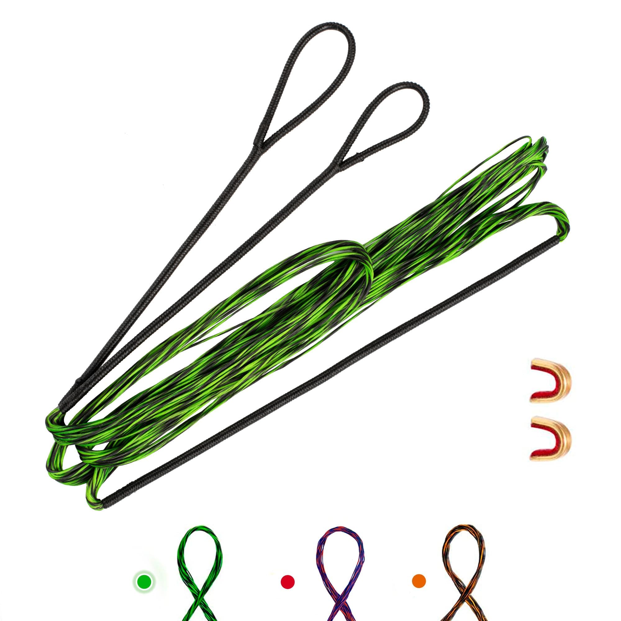 Deerseeker Colored Bow String Set with 2 Nock Points 12/14/16 Strands 48-70 inches Replacement for Traditional Longbow Recurve Bow