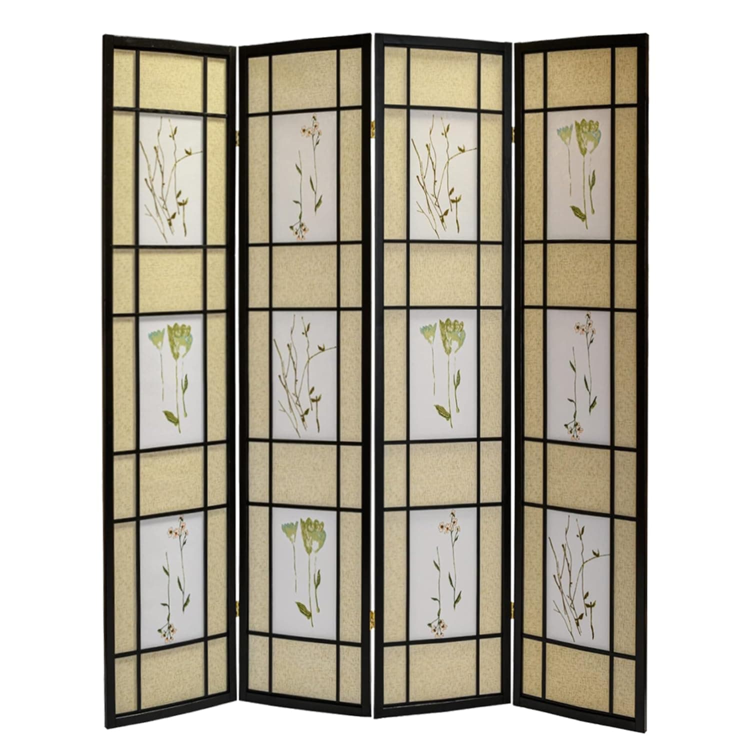 4-Panel Shoji Screen Room Divider, Espresso Finish 71" H X 70" W