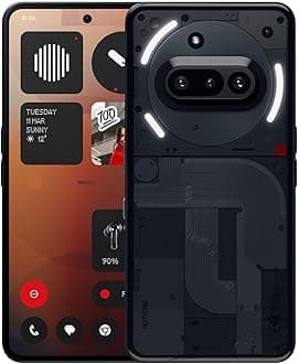 Nothing Phone (3a) Smartphone, 6.77" 120Hz AMOLED Display, 50MP Triple Camera System, Snapdragon 7s Gen3 Processor, Bluetooth 5.4, IP64 Waterproof, 5000mAh,Dual Nano-SIM, Android 15, 8+128GB Black