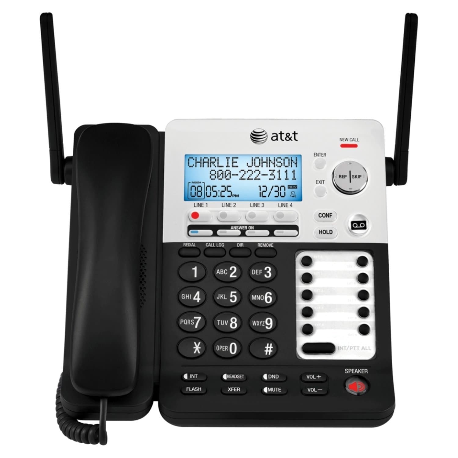 - SynJ SB67158 DECT 6.0 4-Line Corded/Cordless Small Business Phone System with Answering System,Black/silver