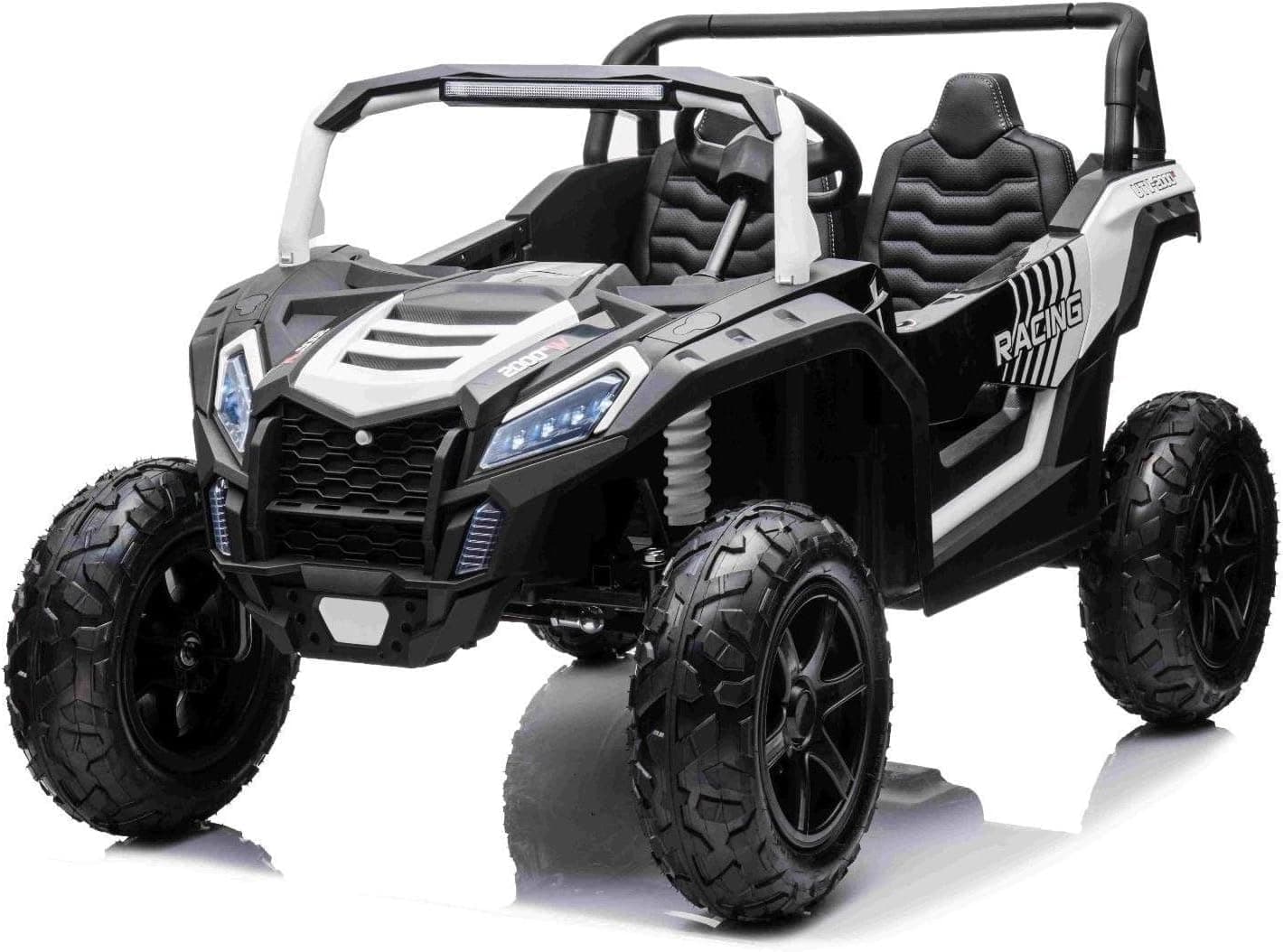 TechPlus-4x4 Sport Edition 2 Seater Beach Buggy/UTV Style Kids Electric Ride On Car with RC Toy Car - Power Wheel Ride On Car 4X4 Electric Ride on Toy for Boys Girls (White)