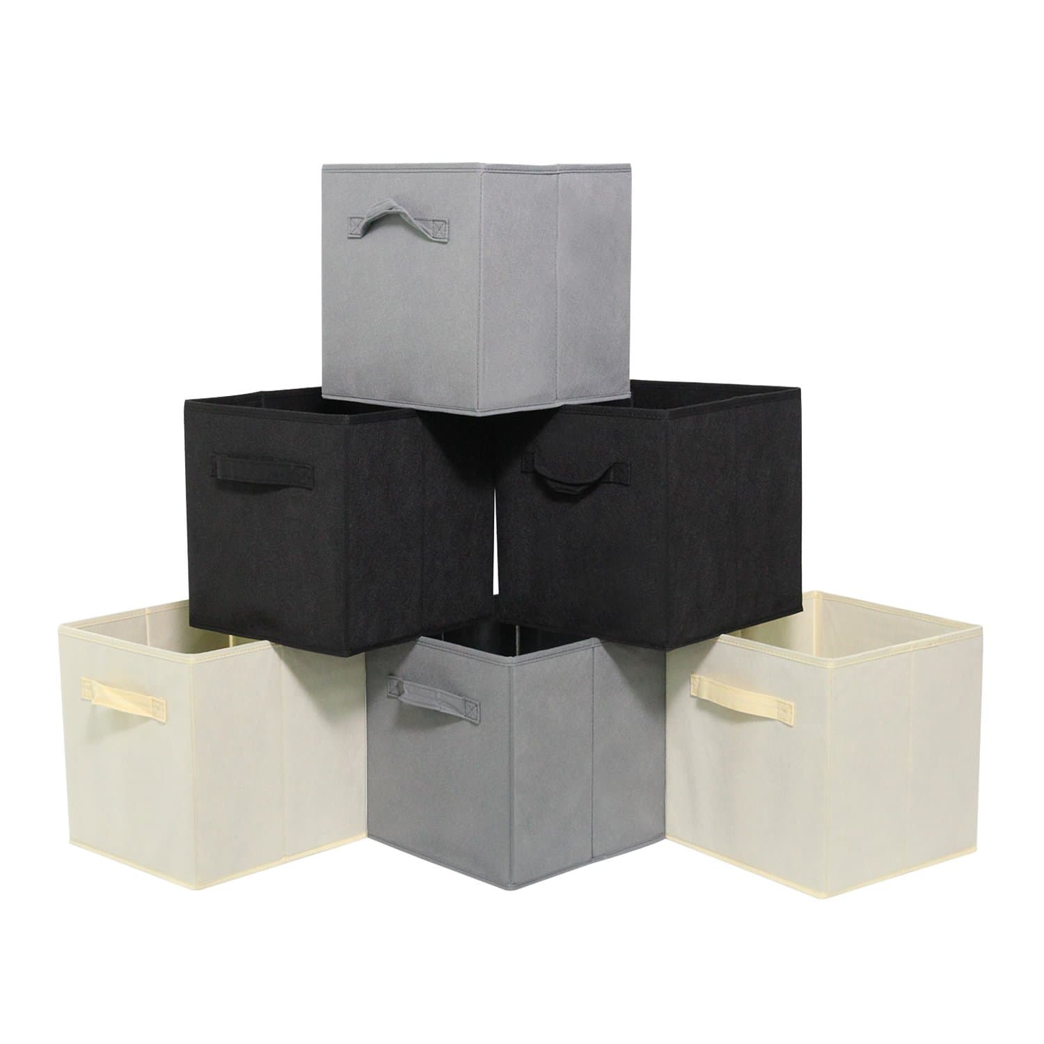 Storage Cubes with Double Handles Set of 6 Foldable Nonwoven Collapsible Storage Bins for Shelf Closet or Underbed Nonwoven Storage Bins for Clothes or Kids Toy Storage Unit