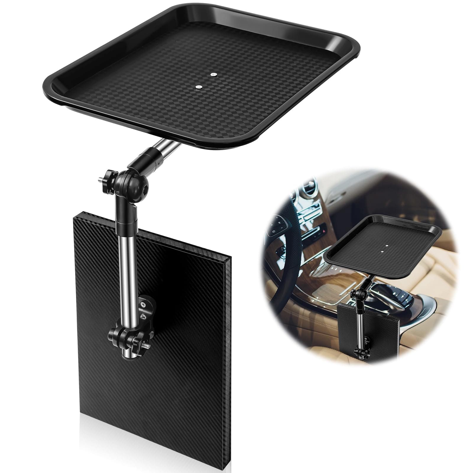 BBTO Car Seat Gap Tray Table, Stable Foldable Auto Backseat Food Desk, Multifunctional Adjustable Travel Tray for Eating Drink and Writing Laptop Work, Car Organizer for Commuters Family