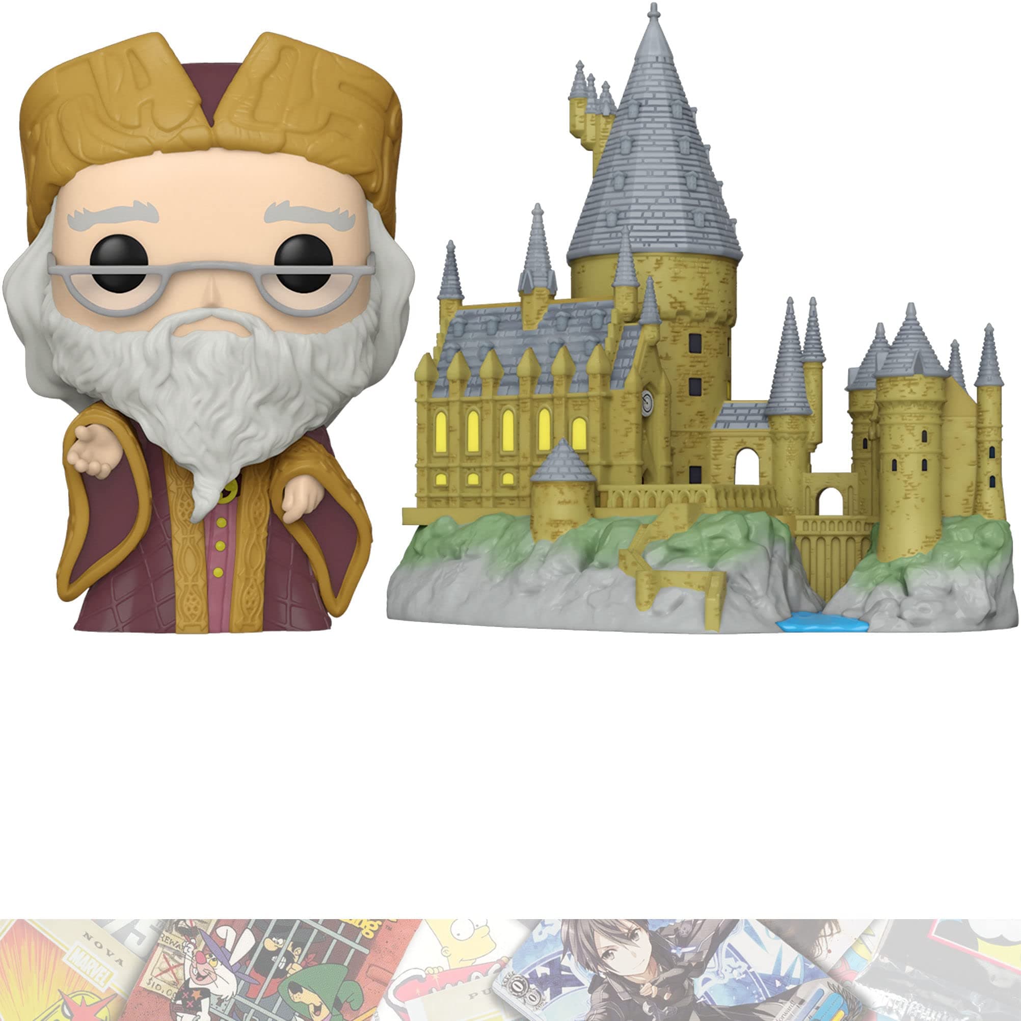 Funko Dumbledor e with Hogwar t s: P o p ! Town Vinyl Figurine Bundle with 1 H.P. Theme Compatible Trading Card (027-57369)