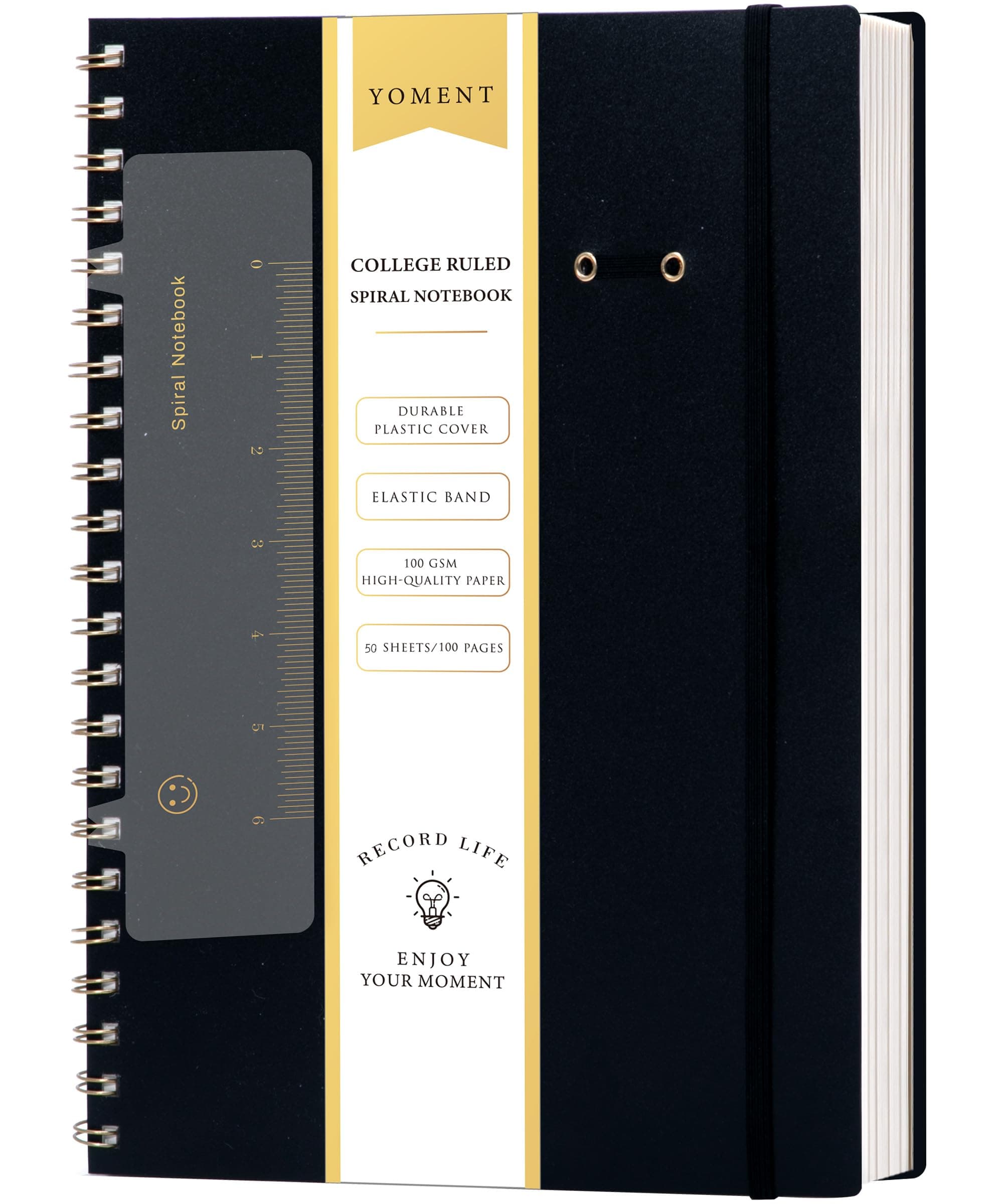 Yoment Spiral Notebook 8.5 x 11 A4 Large Notebooks for Work College Ruled Journaling Notebooks, 100 GSM Paper, Spiral Bound Journal for School Note Taking Writing, A4 Black