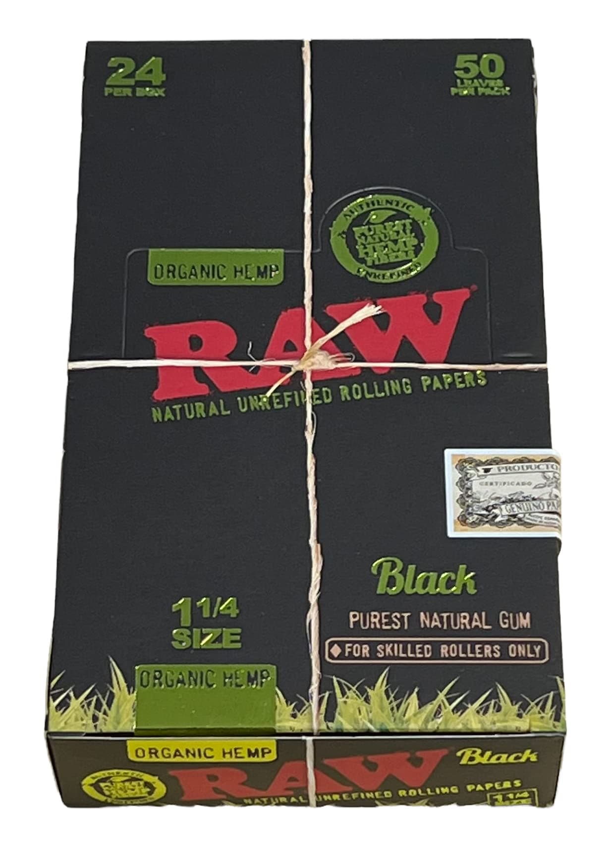 1 Box Raw Black Organic 1 1/4 Size (24 packs, 50 sheets per pack) + RSV Scoop Card
