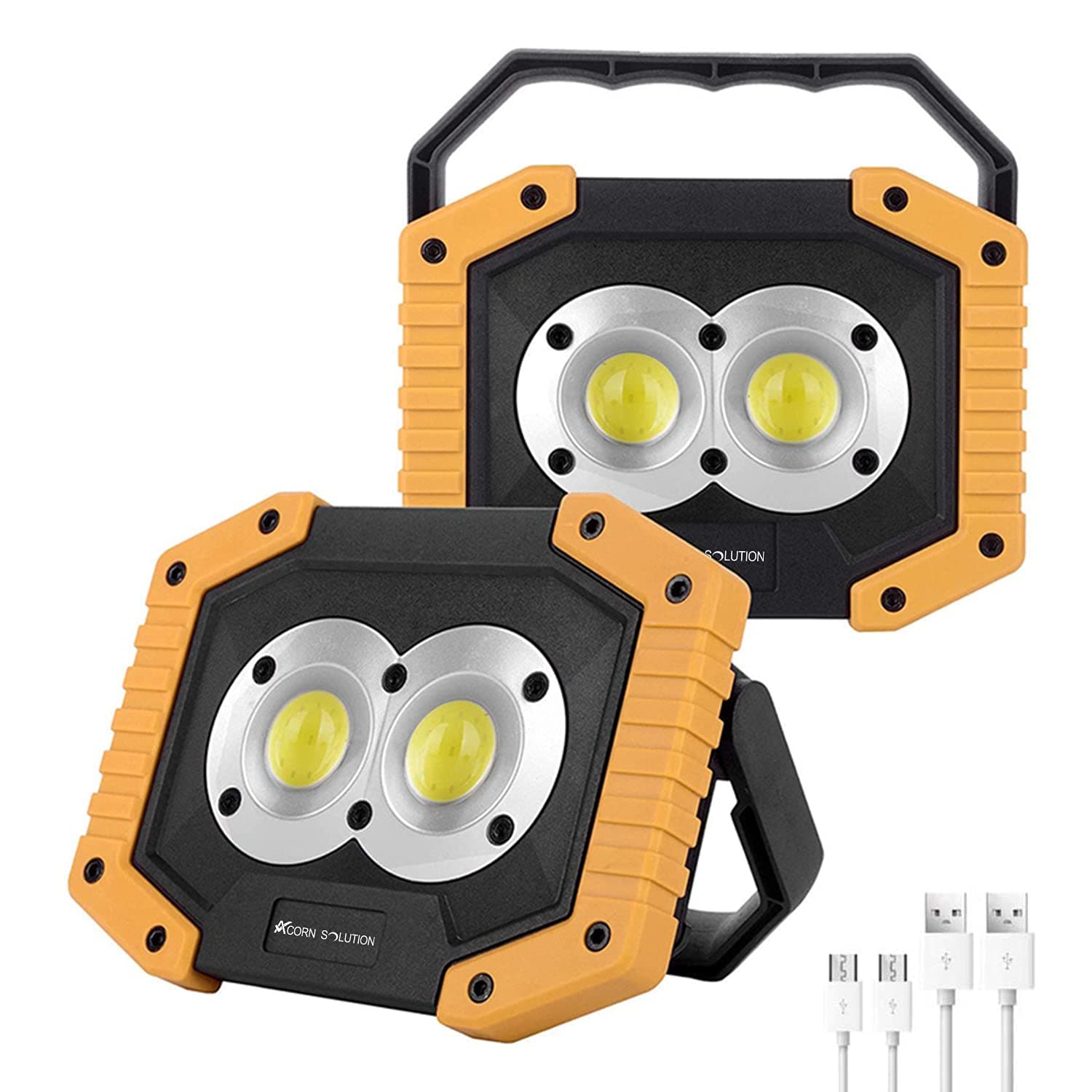 AcornSolutionLED Rechargeable Work Light Cordless Portable Floodlight waterproof IP44 LED Light Hand Lamp, LED Flood Lights Daylight White (30W) Pack Of 2