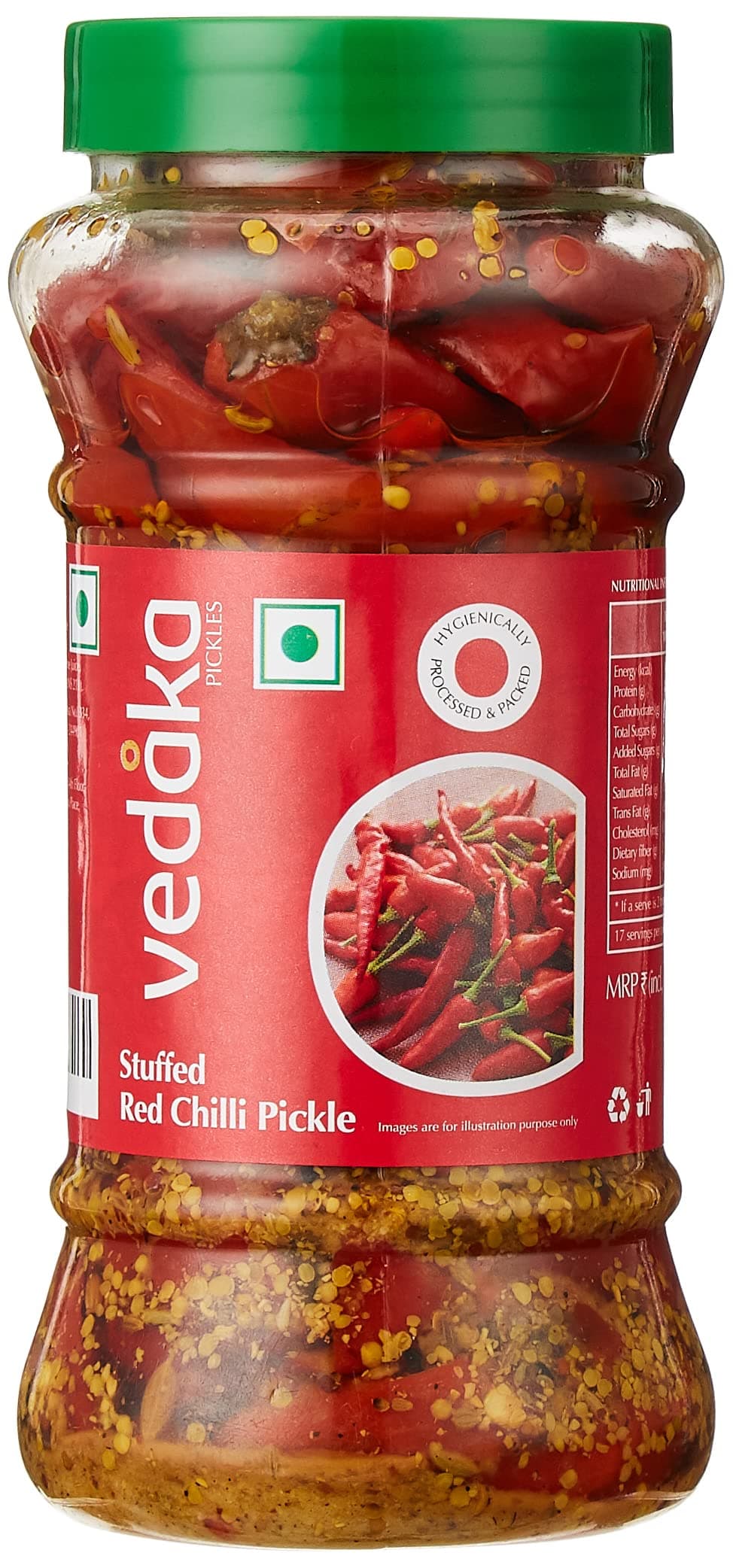 Amazon Brand - Vedaka Stuffed Red Chilli Pickle | 500 G