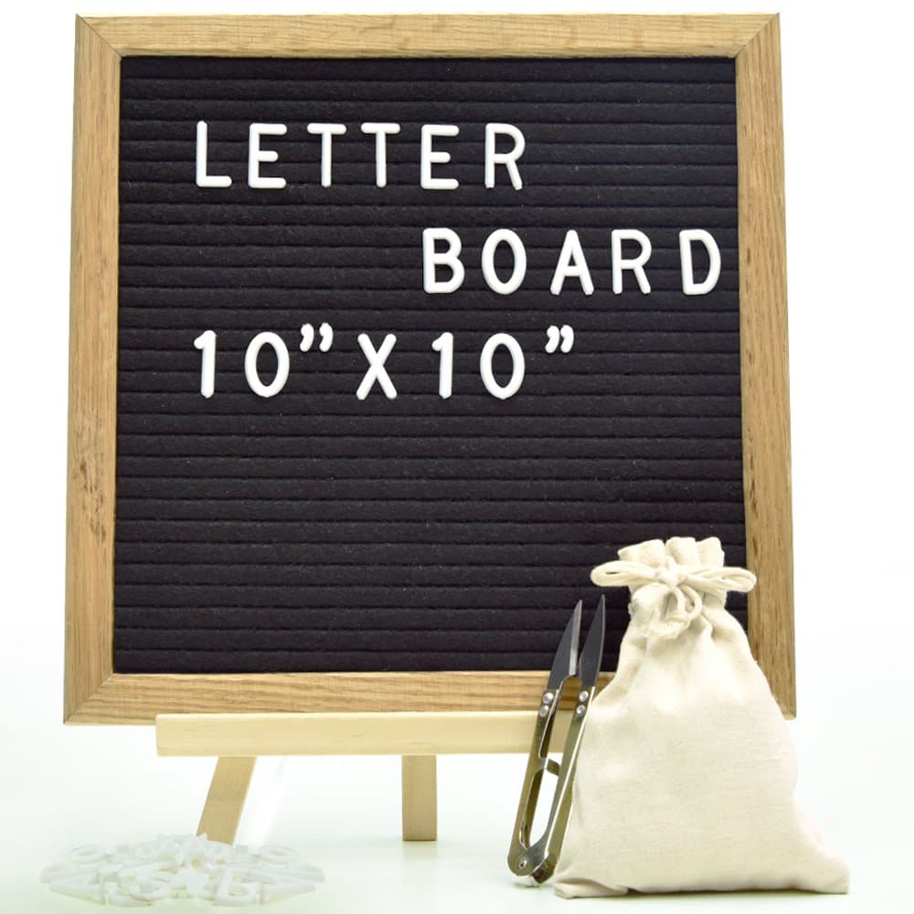 Felt Letter Board Sign Board Black Message Board with 730 Letters, Numbers, Emojis (10x10)