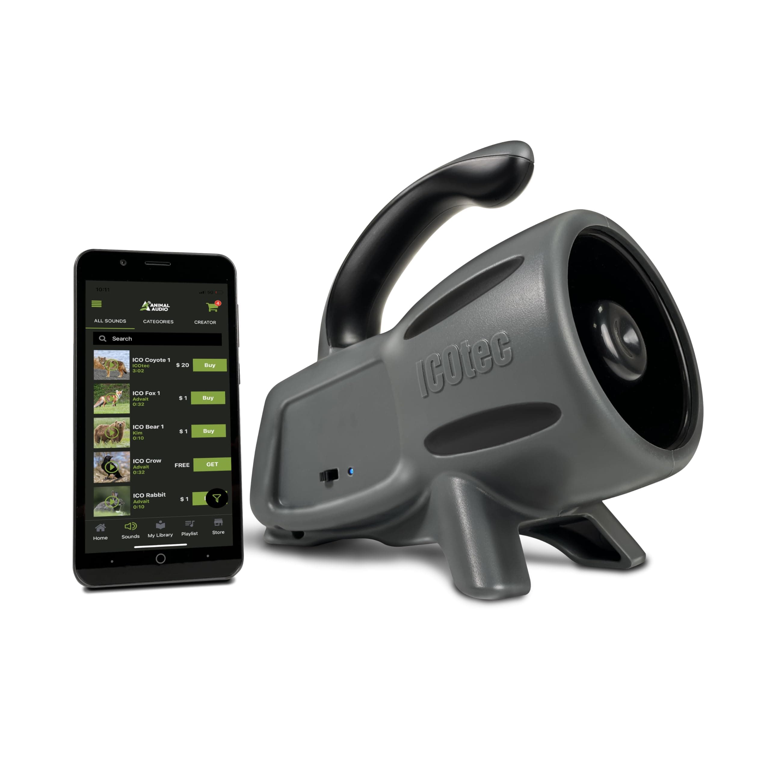 Icotec Rascal Bluetooth Predator Call - 100 Yard Range - Plays Any Sounds Your Phone can Play - Free Animal Audio app