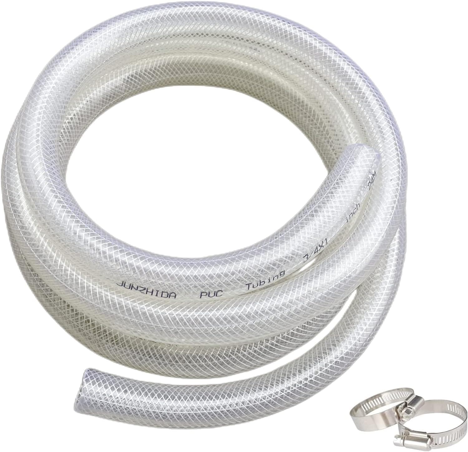 3/4" ID x 1" OD - 25 Ft High Pressure Braided Clear PVC Tubing Flexible Vinyl Tube, Heavy Duty Reinforced Hose Tubing, BPA Free and Non Toxic