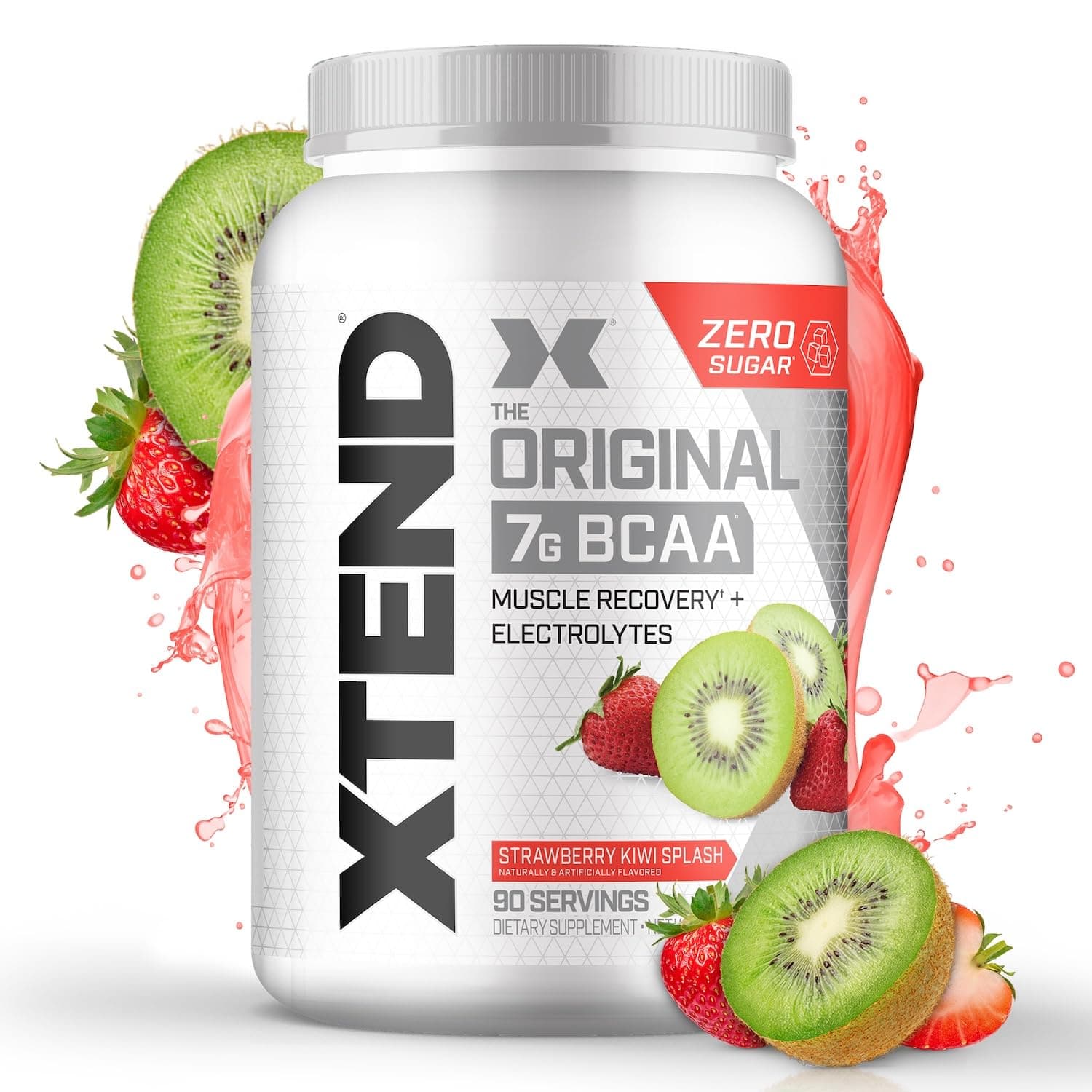 Original BCAA Powder, 7g BCAAs and 2.5g L-Glutamine for Muscle Recovery Hydration and Lean Muscle, Sugar Free Intra and Post Workout Drink with Electrolytes, Strawberry Kiwi Splash, 90 Servings