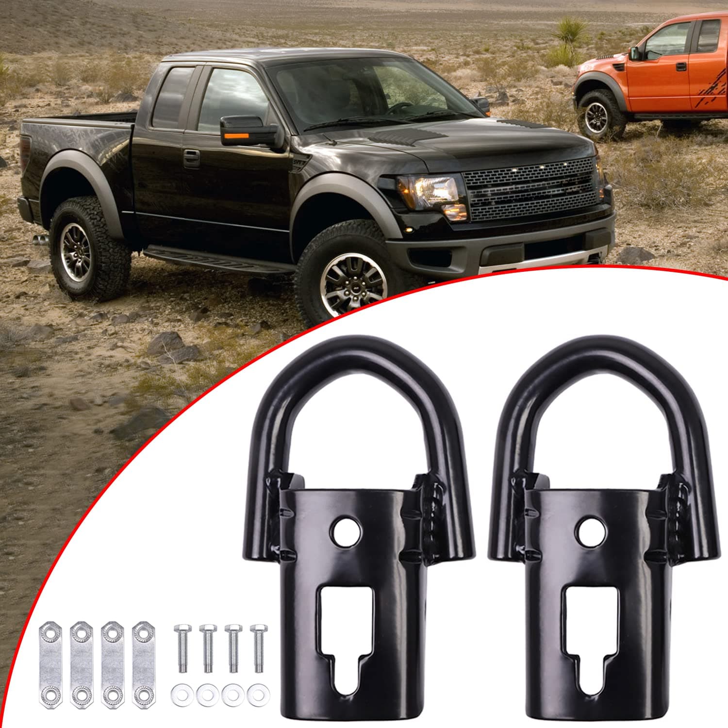 ELITEWILL 2 PCS Black Front Bumper Tow Hooks Shackles Compatible with Ford F150 2009-2019 Superduty Trucks Replace FL3Z-17N808-A