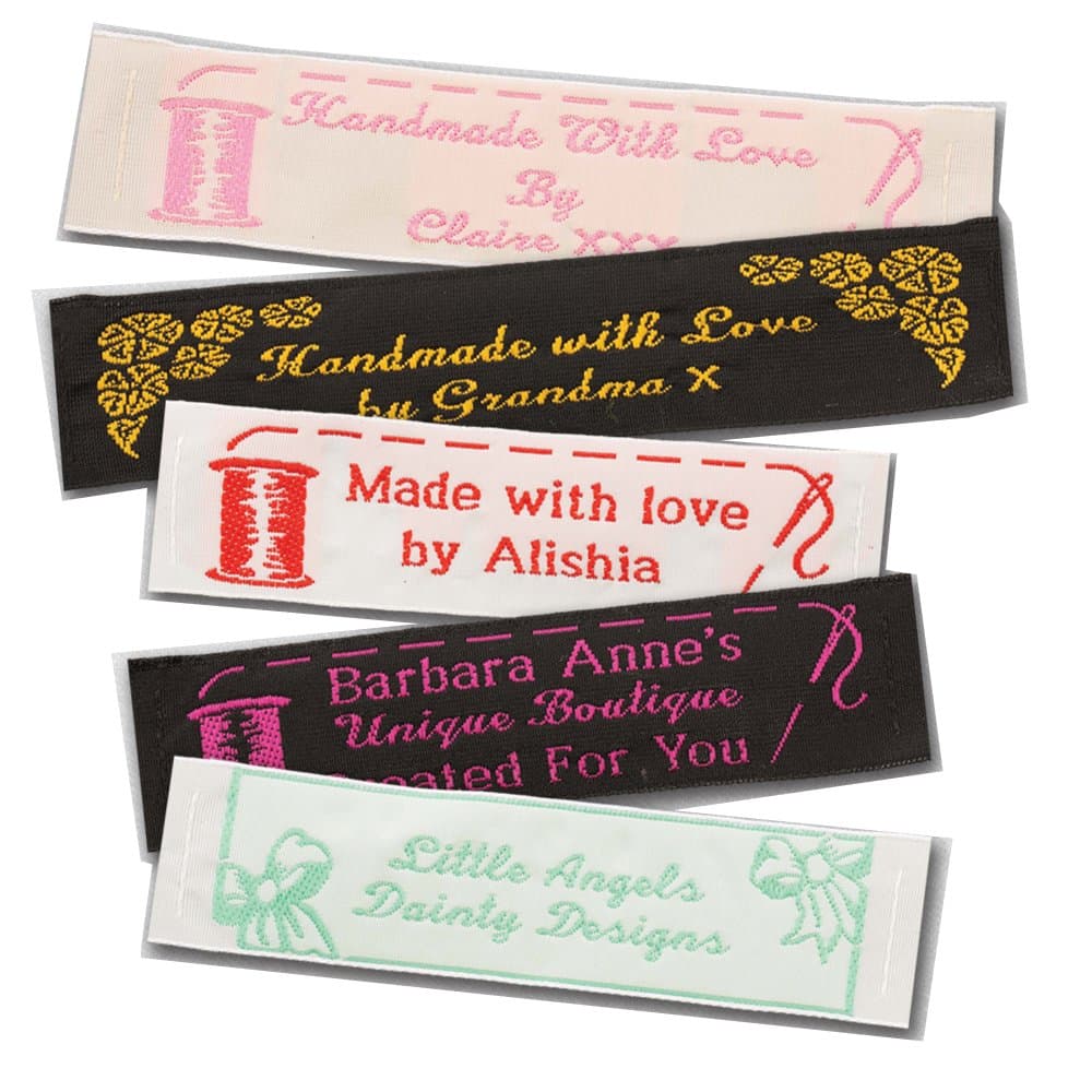 Personalized 100% Woven Sewing Labels 1" Wide - Made by Label Weavers (500 Labels)