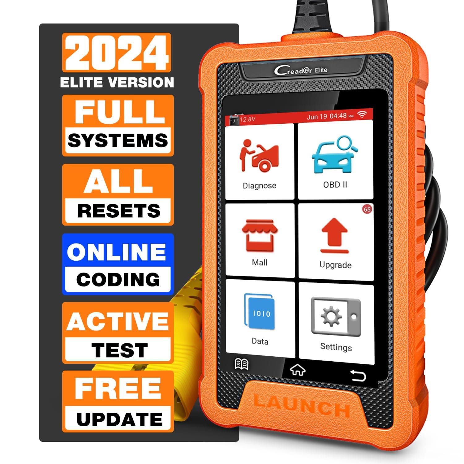 LAUNCH X431 Elite OBD2 Code Reader for AUDI for VW for Skoda for Seat, Full System Bi-Directional Car Diagnostic Tool, 31+ Reset Functions ECU Coding Key Programming, OBDII Scanner Lifetime Update