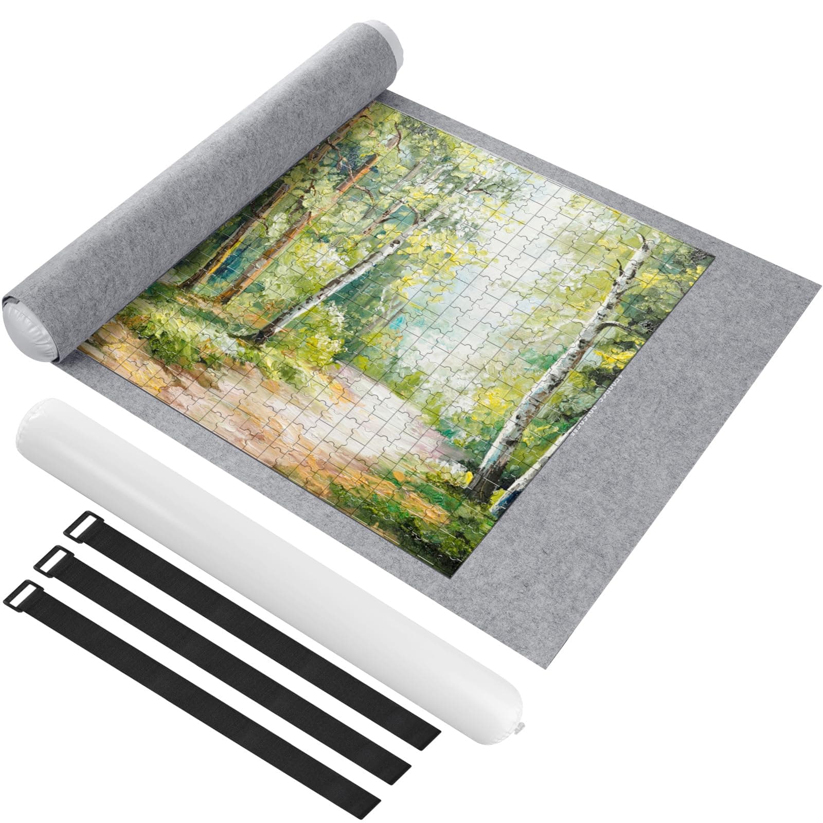 Ainiv Puzzle Roll Mat with Felt Storage for up to 1500 Pcs, Portable, Foldable, Auxiliary Lines, Adults & Children Gifts